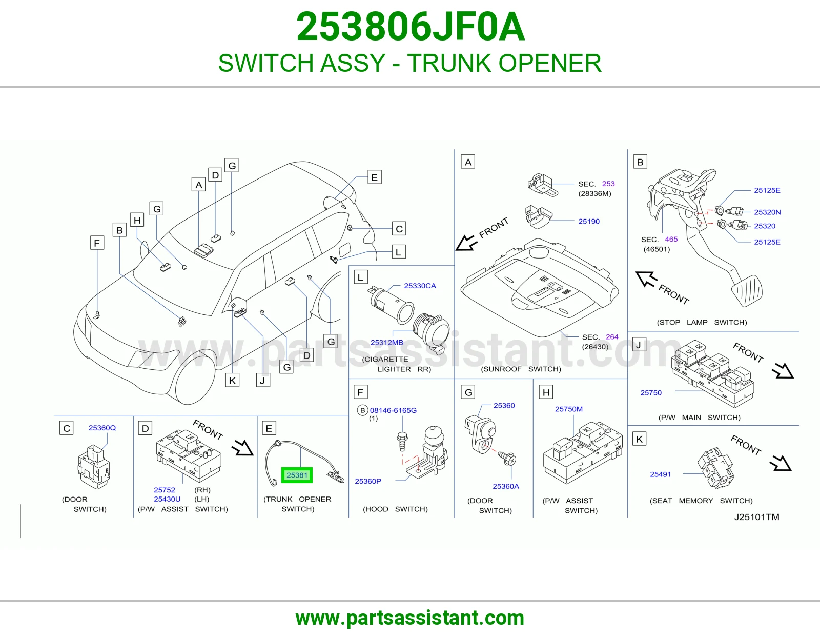 SWITCH ASSY - TRUNK OPENER