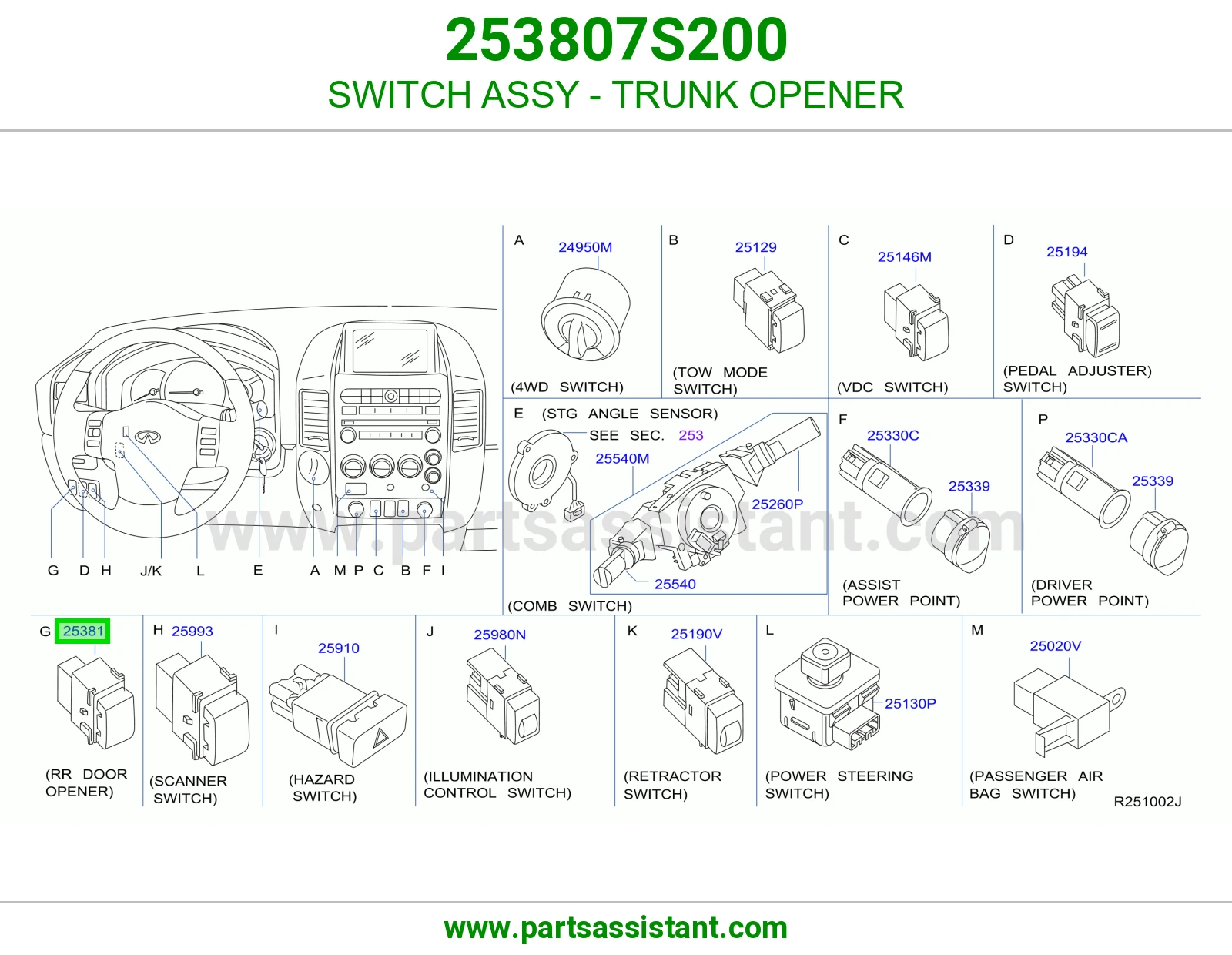 SWITCH ASSY - TRUNK OPENER