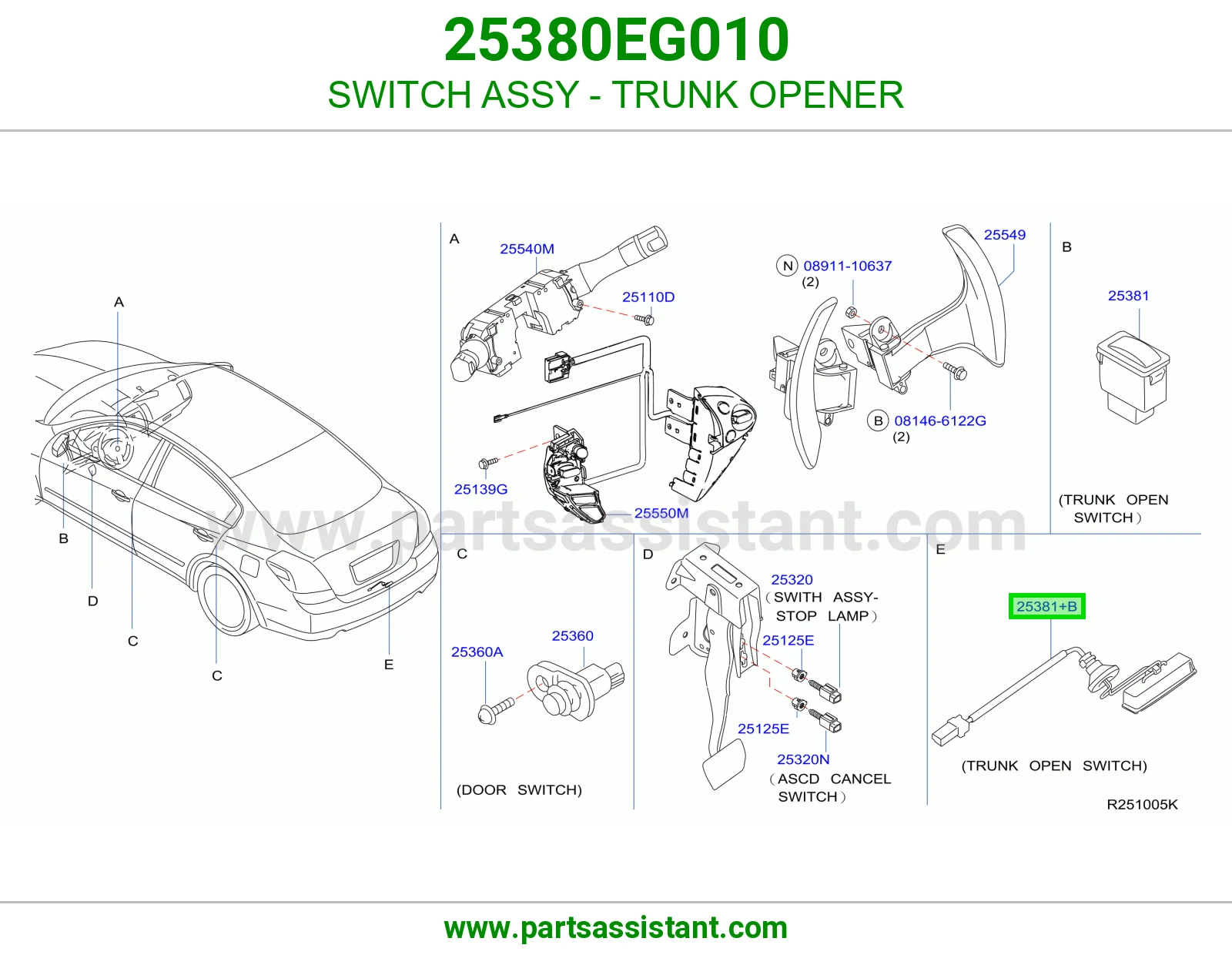 SWITCH ASSY - TRUNK OPENER