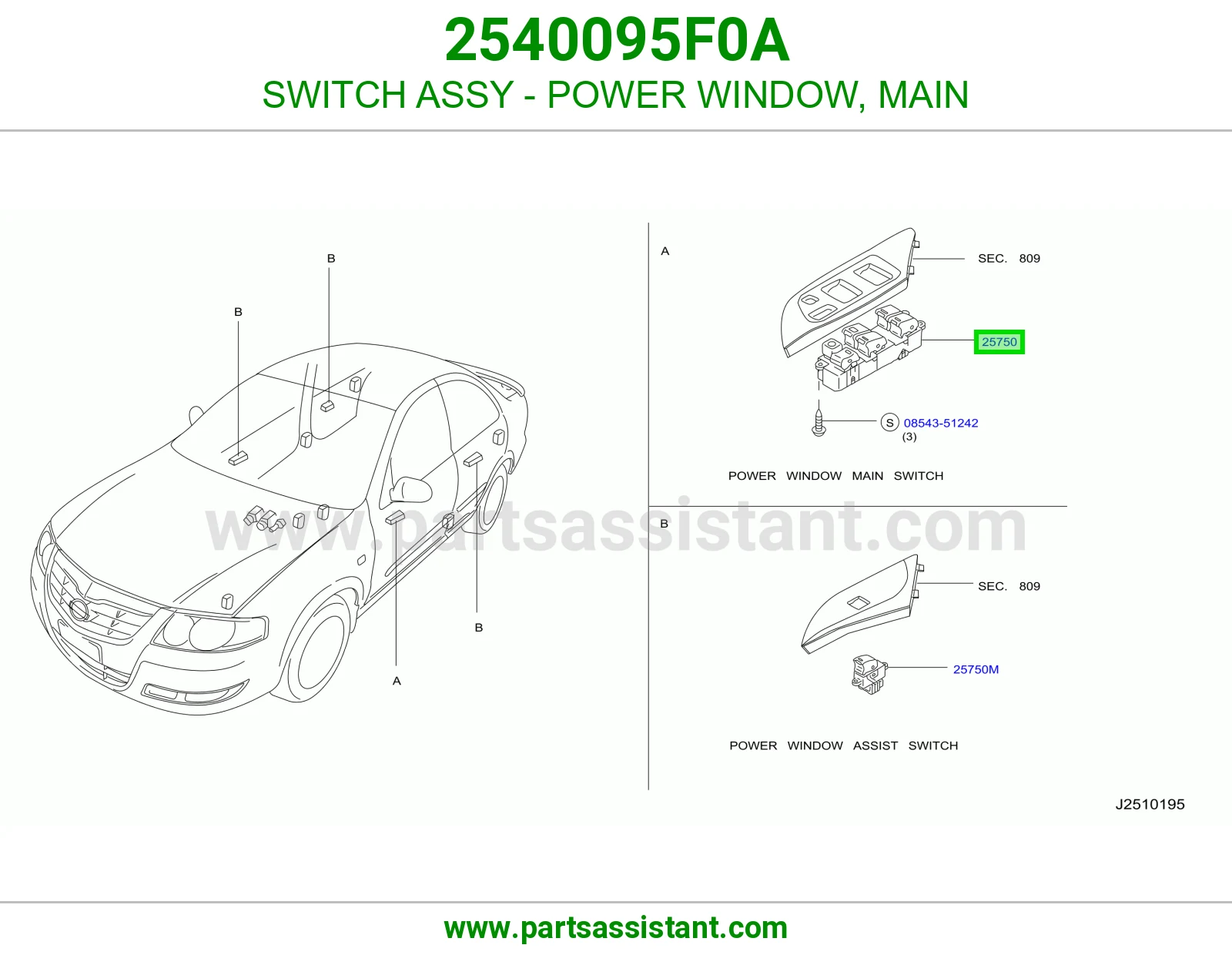 SWITCH ASSY - POWER WINDOW, MAIN