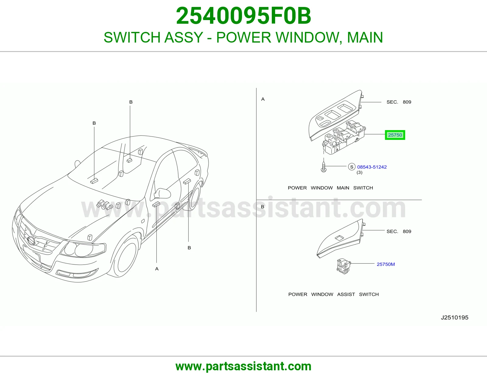 SWITCH ASSY - POWER WINDOW, MAIN