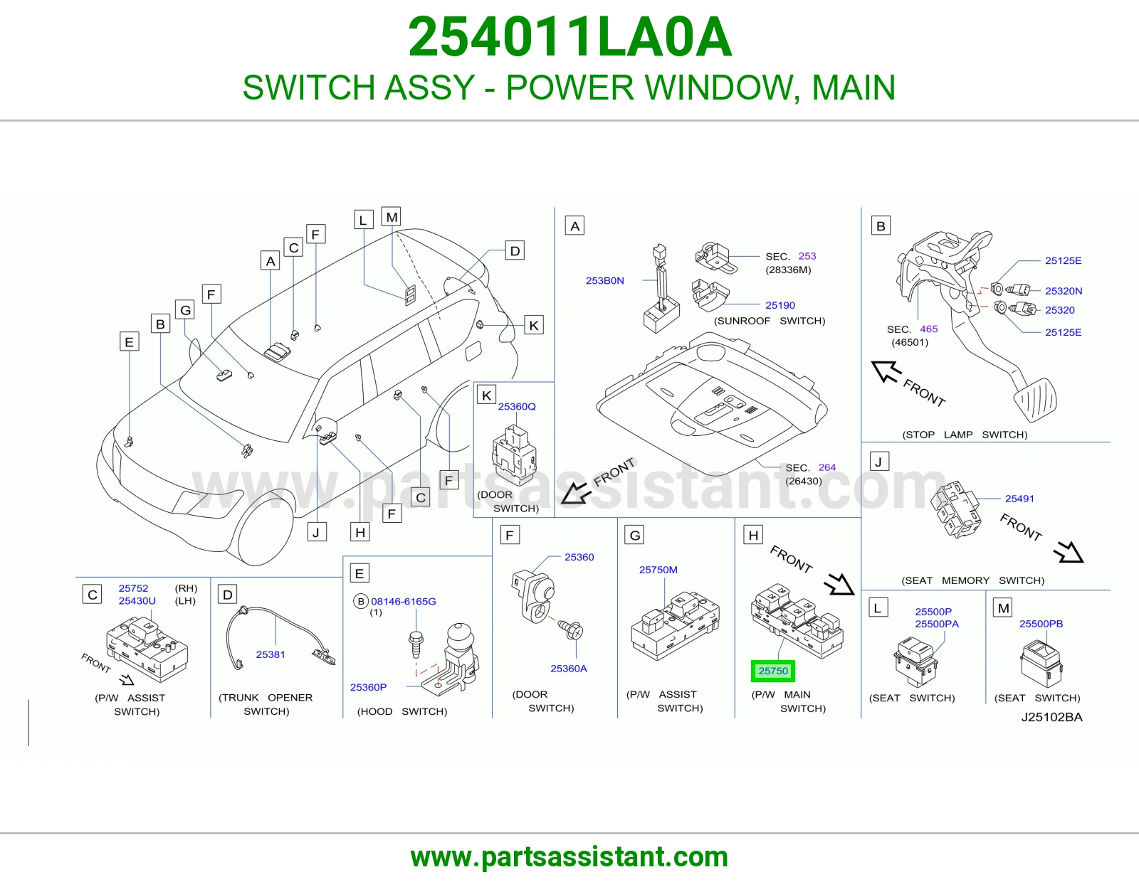 SWITCH ASSY - POWER WINDOW, MAIN