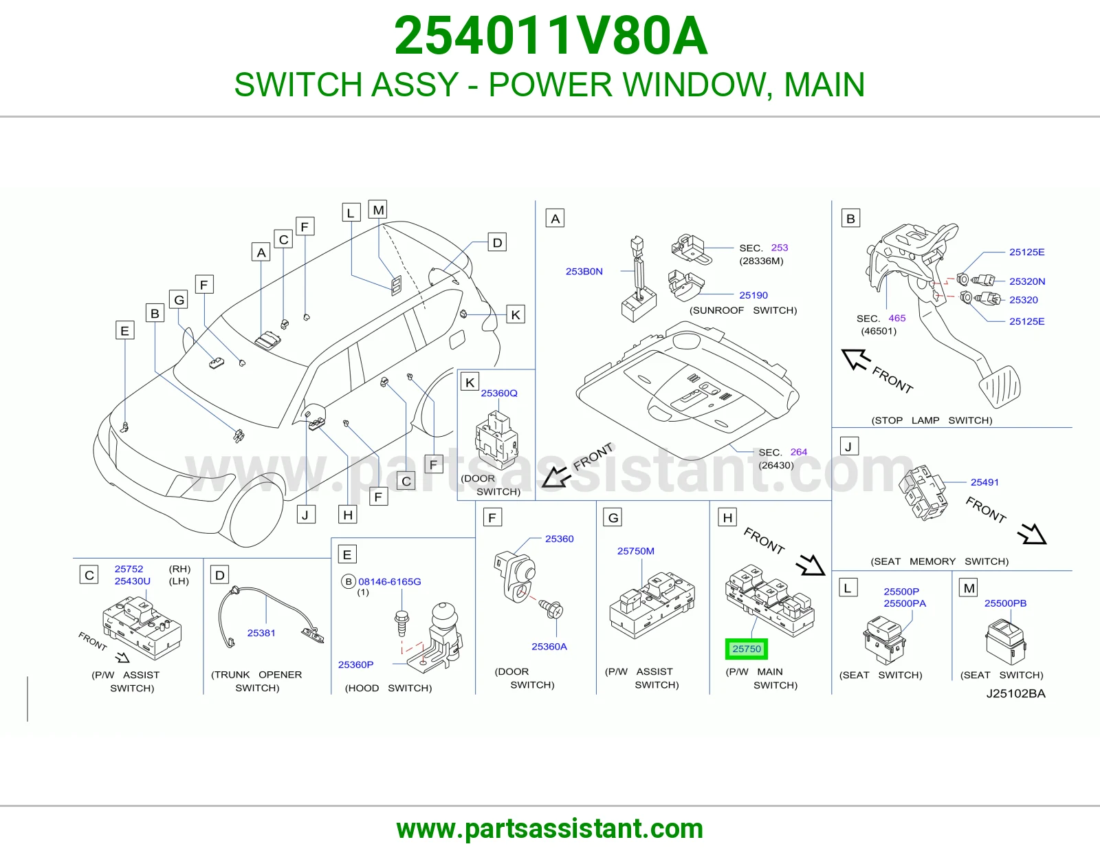 SWITCH ASSY - POWER WINDOW, MAIN