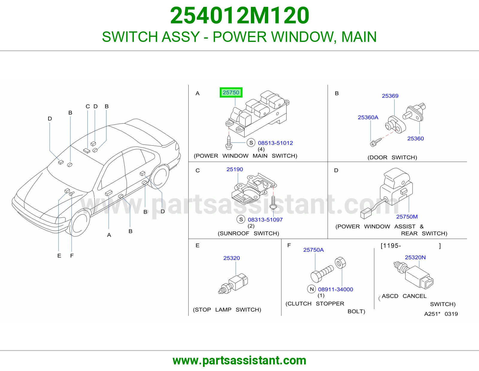 SWITCH ASSY - POWER WINDOW, MAIN