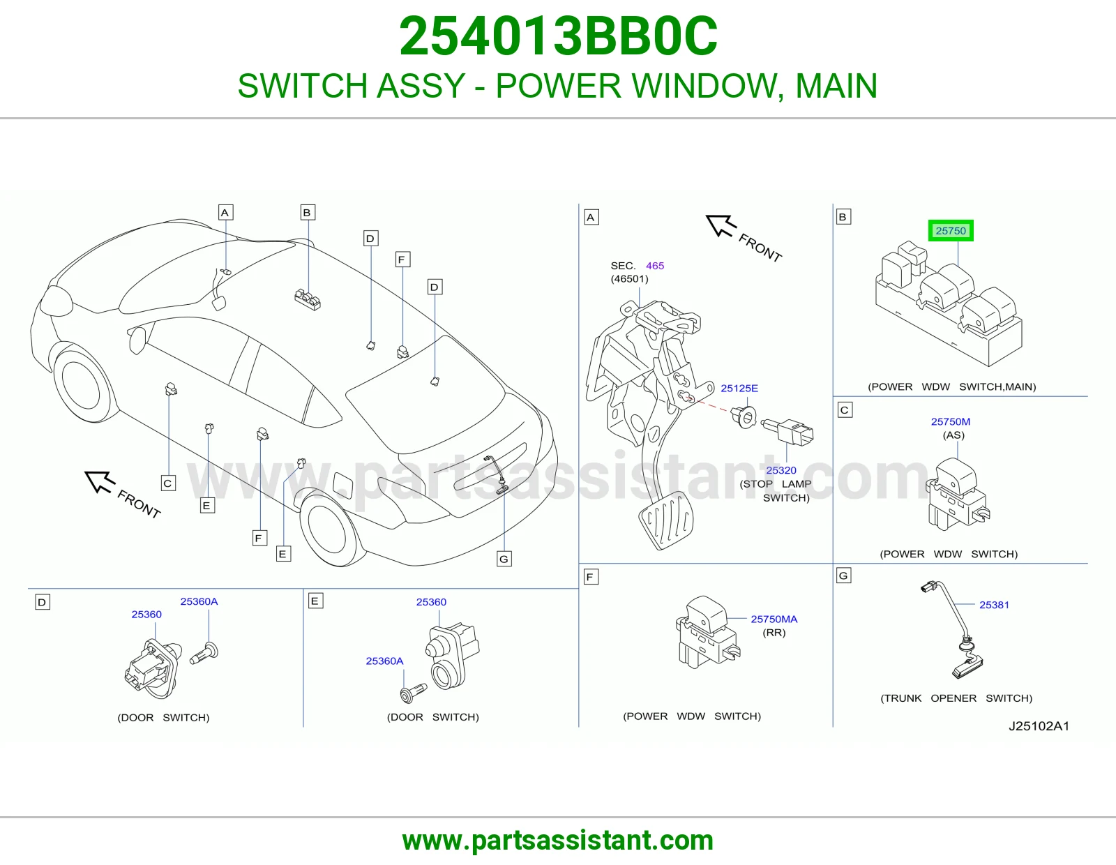SWITCH ASSY - POWER WINDOW, MAIN