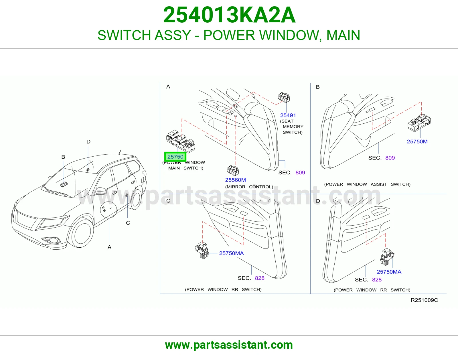 SWITCH ASSY - POWER WINDOW, MAIN