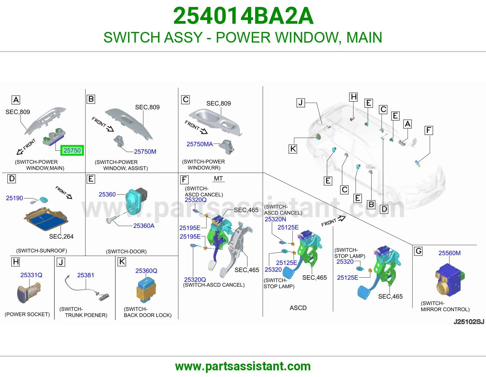 SWITCH ASSY - POWER WINDOW, MAIN