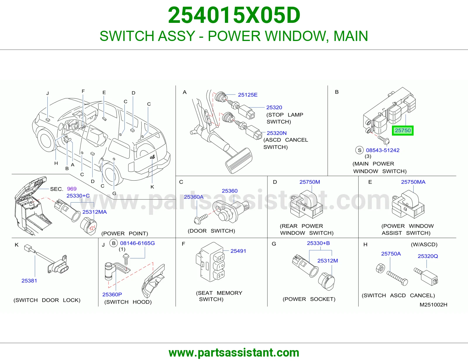 SWITCH ASSY - POWER WINDOW, MAIN