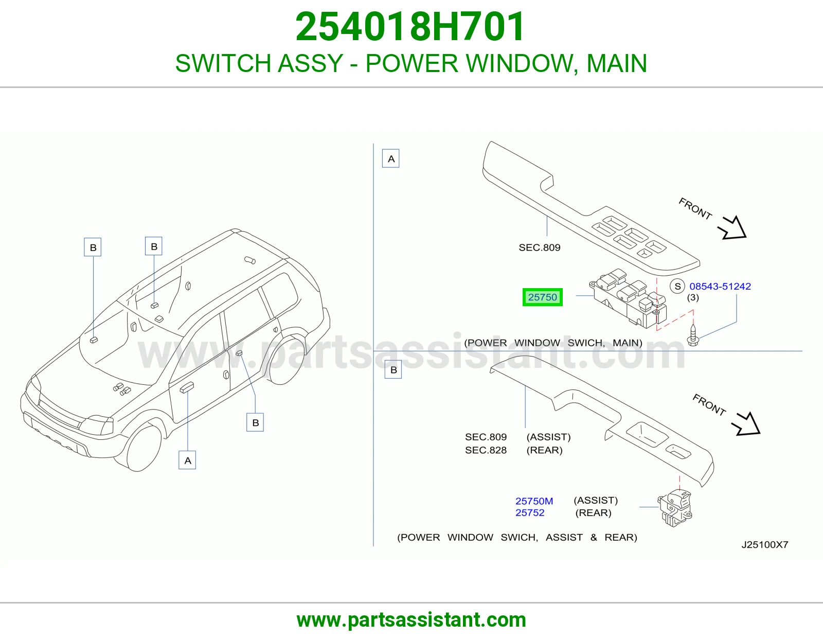 SWITCH ASSY - POWER WINDOW, MAIN