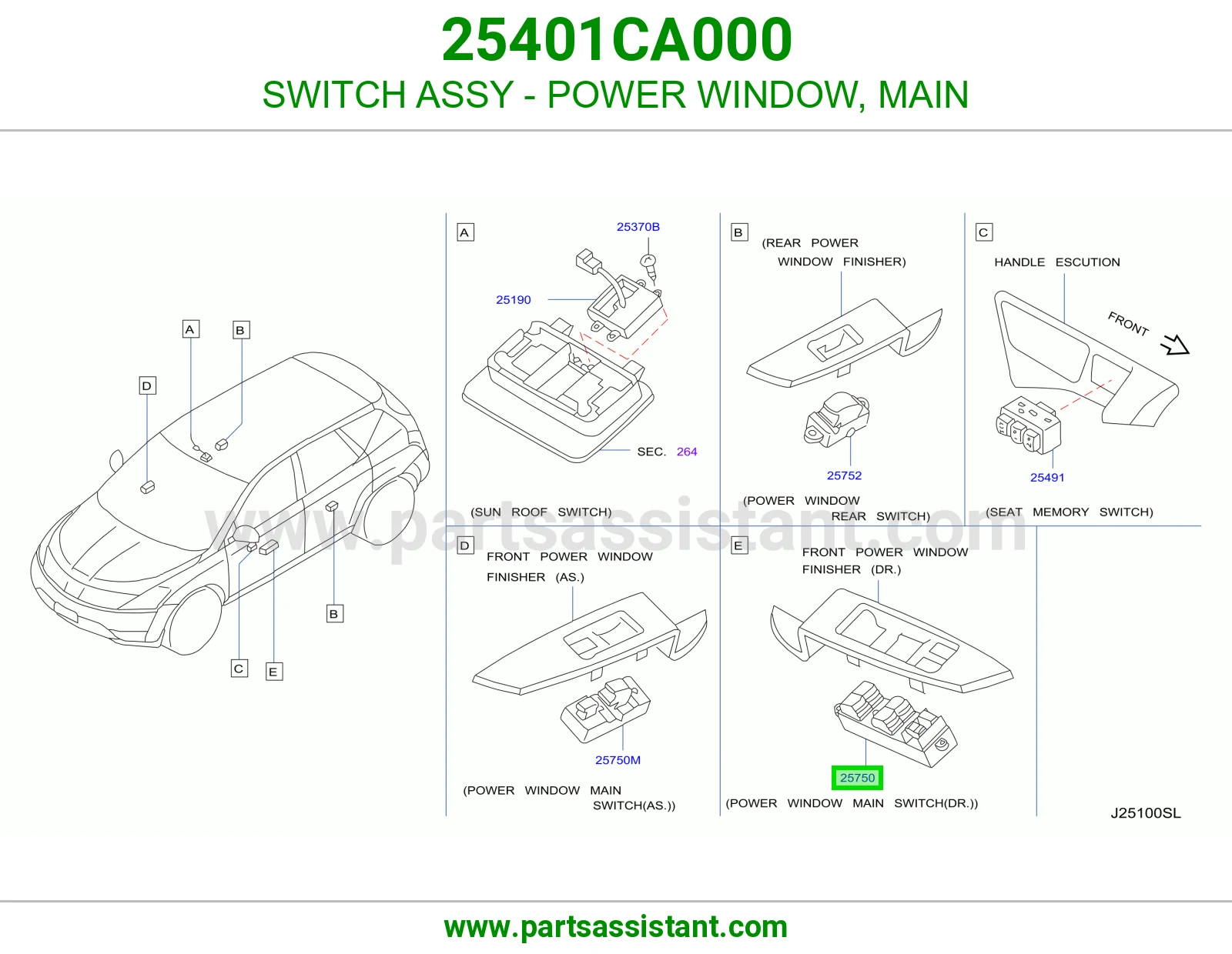 SWITCH ASSY - POWER WINDOW, MAIN