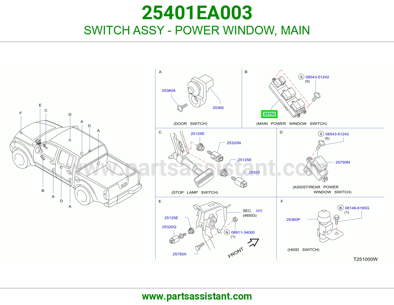 SWITCH ASSY - POWER WINDOW, MAIN