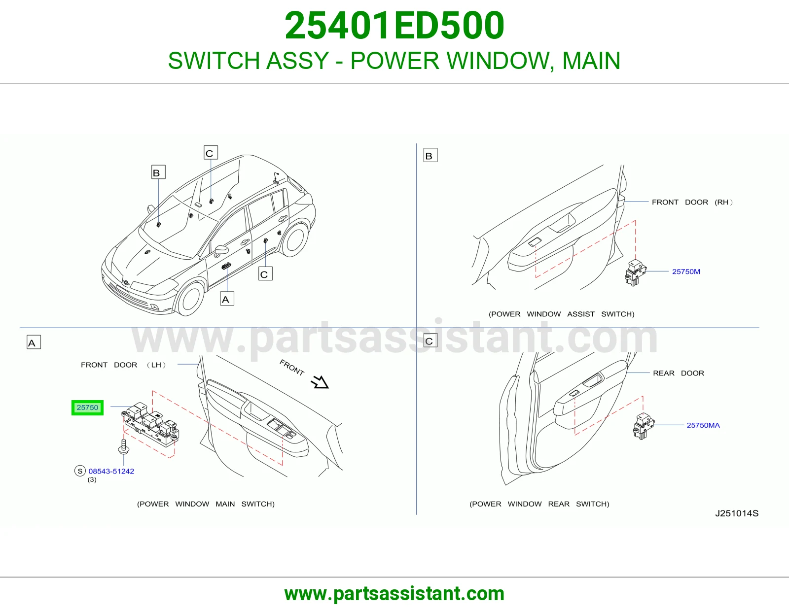 SWITCH ASSY - POWER WINDOW, MAIN