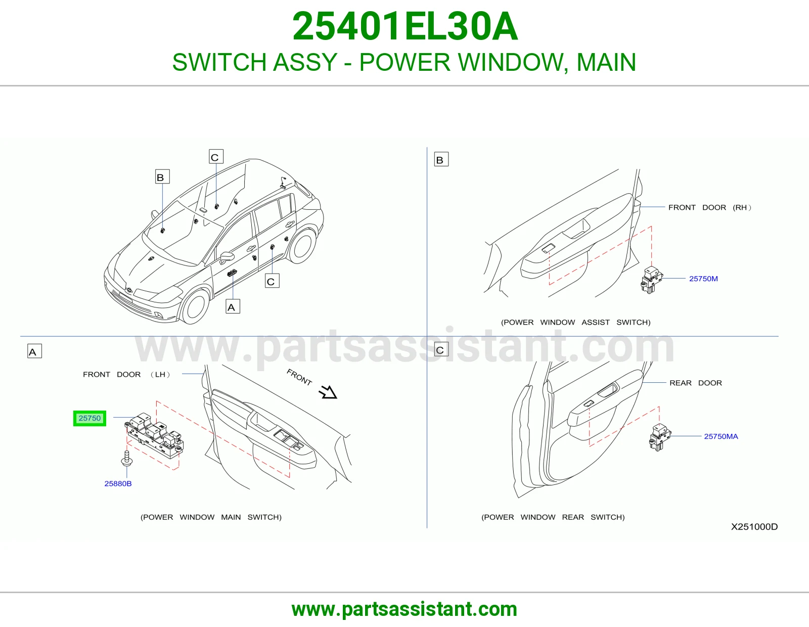 SWITCH ASSY - POWER WINDOW, MAIN