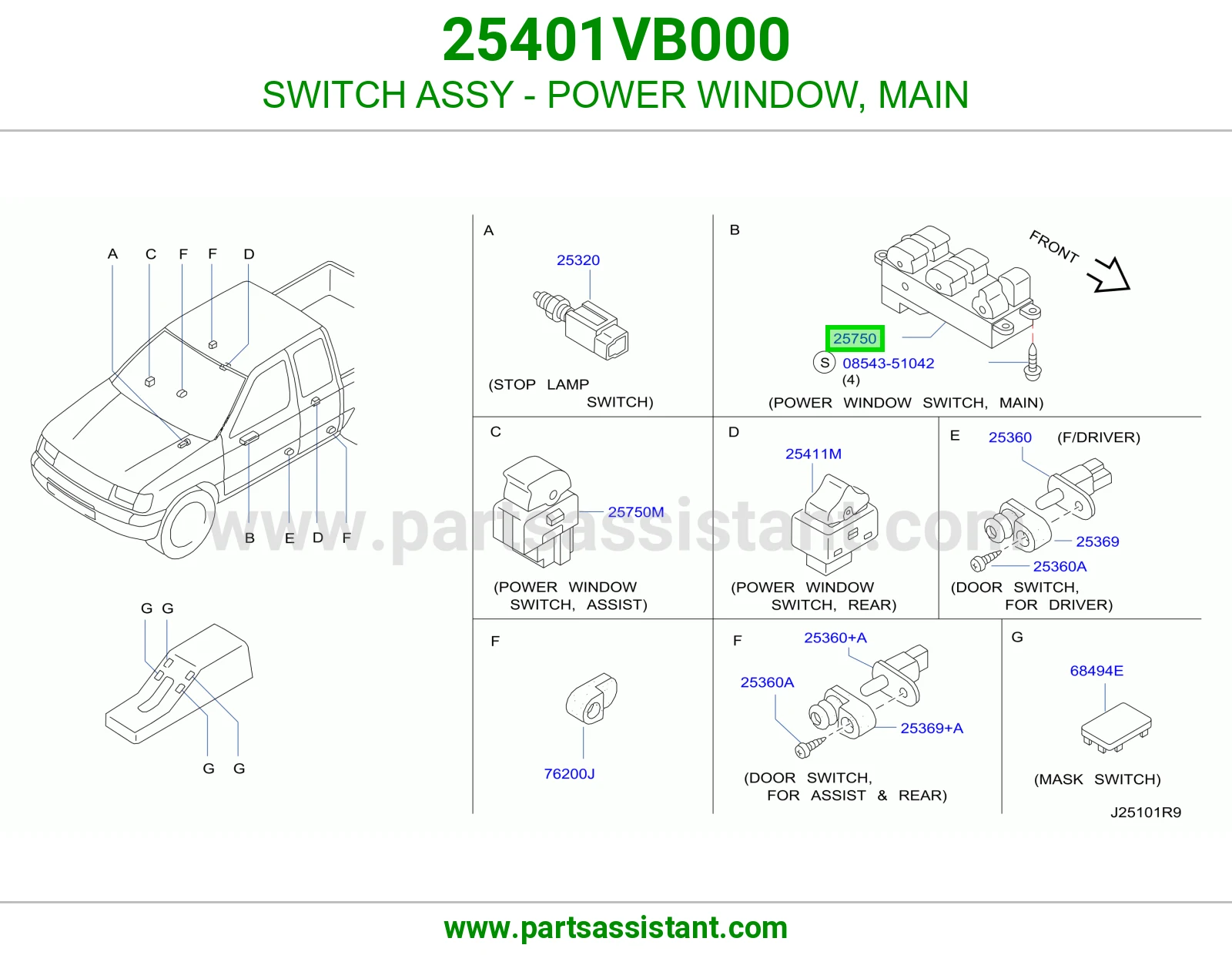 SWITCH ASSY - POWER WINDOW, MAIN