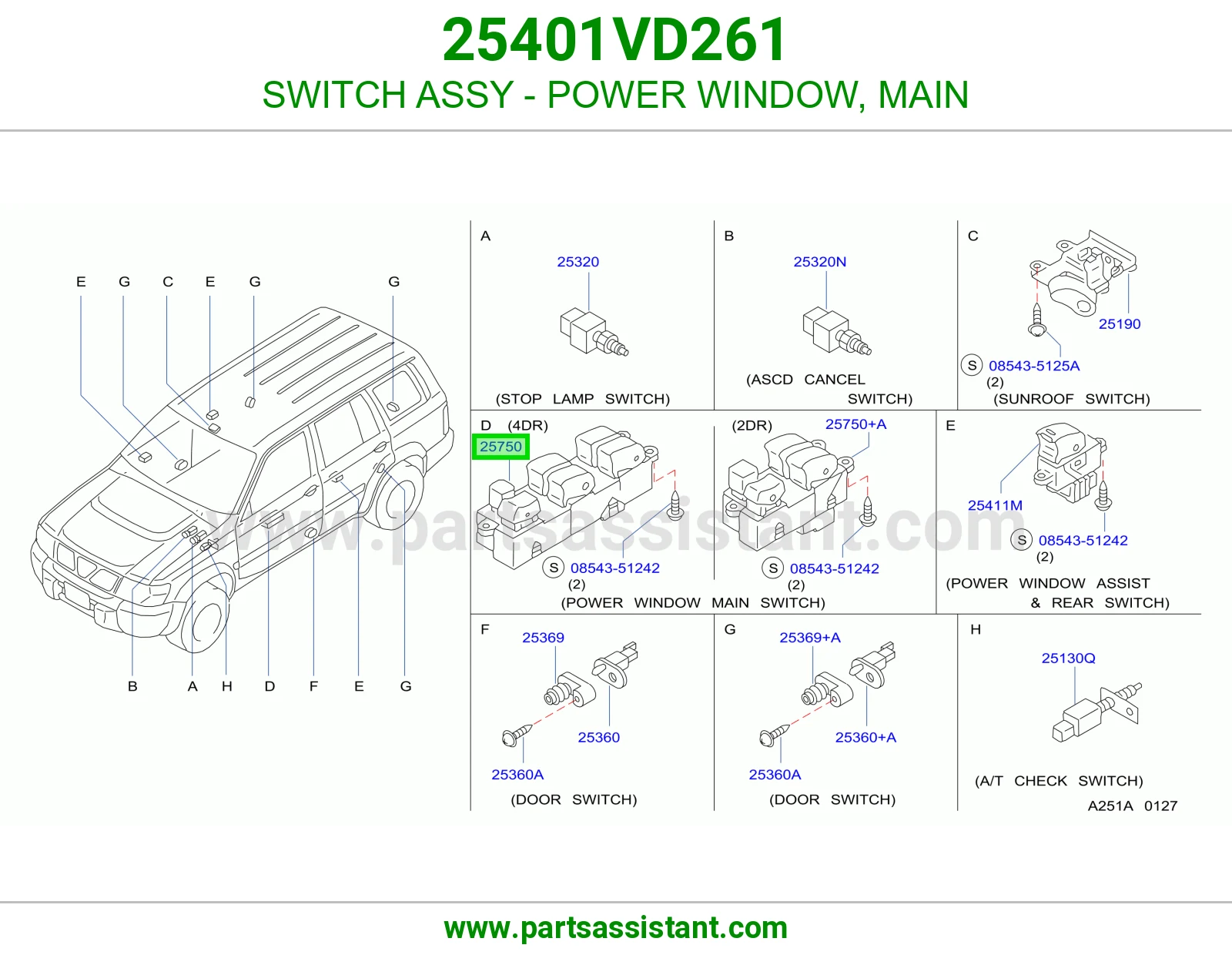 SWITCH ASSY - POWER WINDOW, MAIN