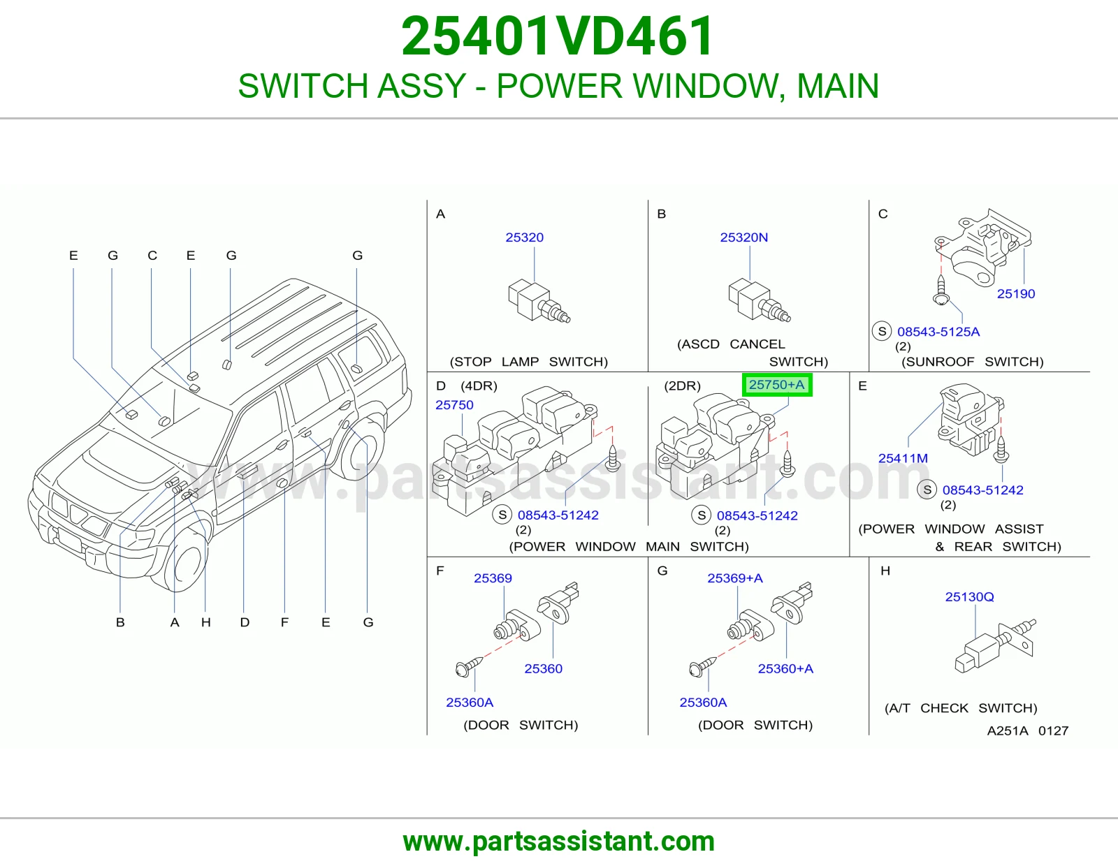 SWITCH ASSY - POWER WINDOW, MAIN