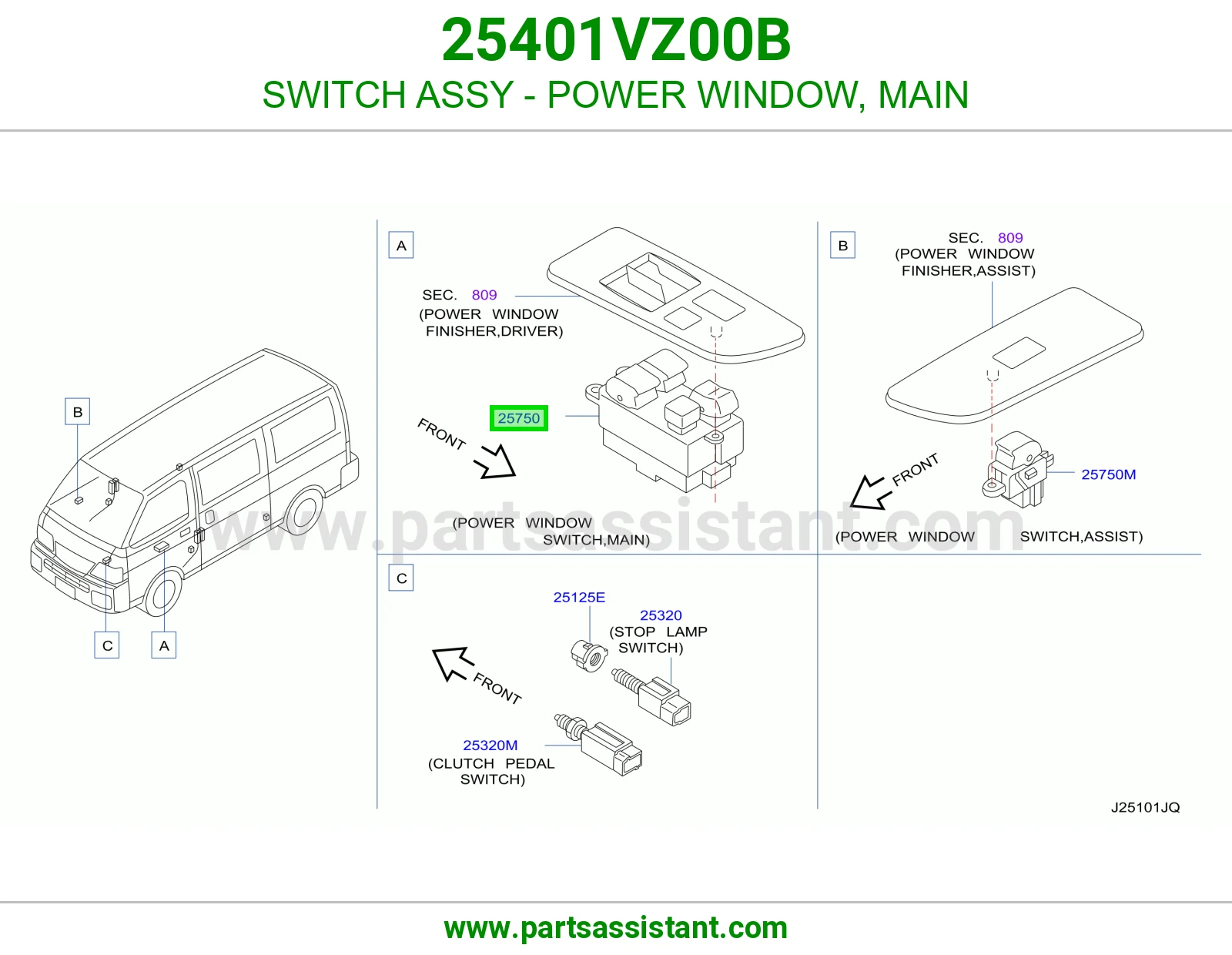 SWITCH ASSY - POWER WINDOW, MAIN