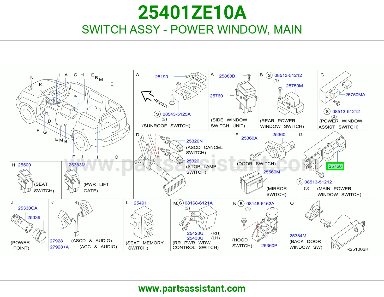 SWITCH ASSY - POWER WINDOW, MAIN