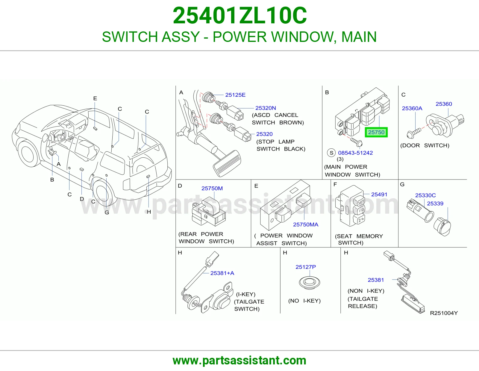 SWITCH ASSY - POWER WINDOW, MAIN