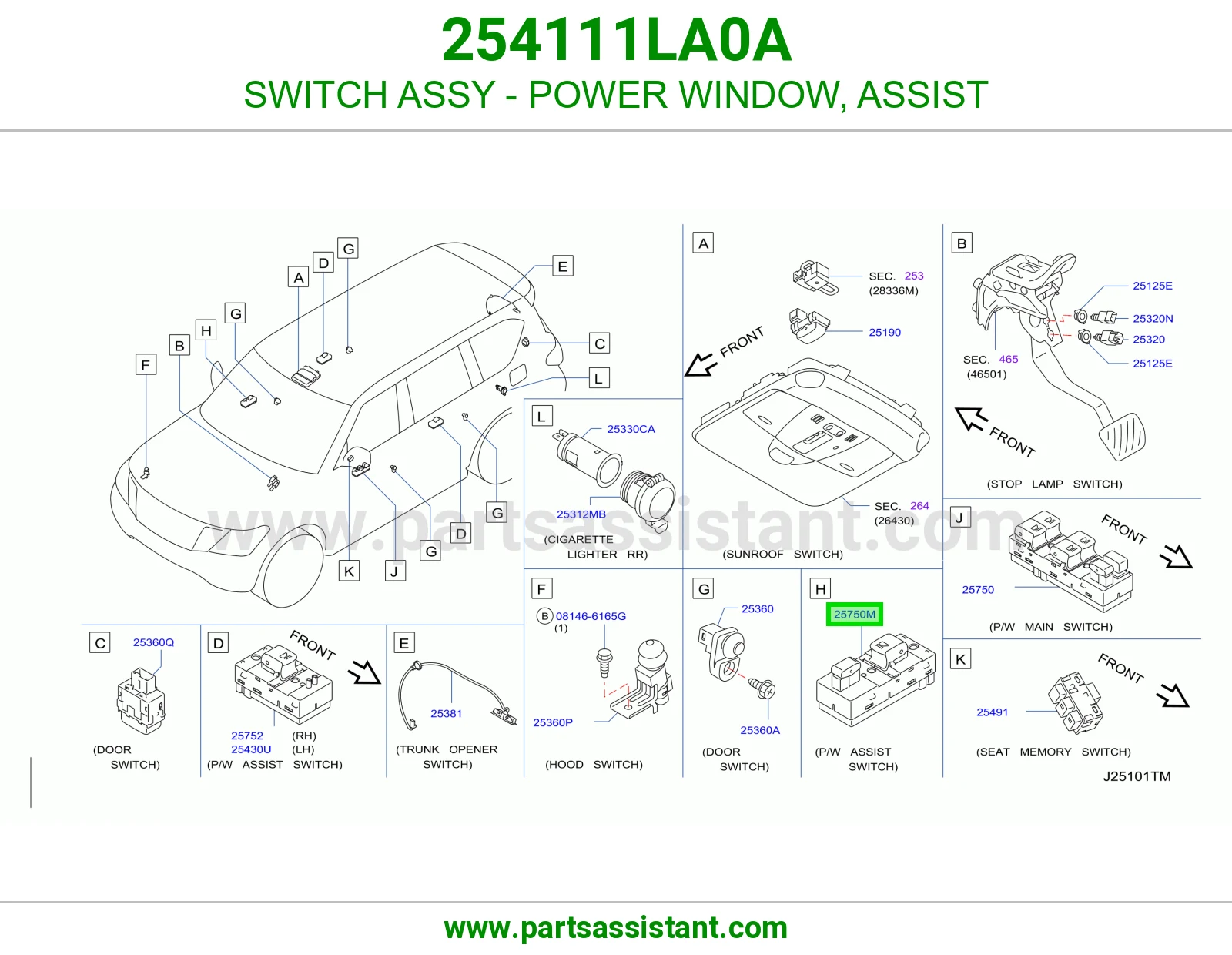 SWITCH ASSY - POWER WINDOW, ASSIST