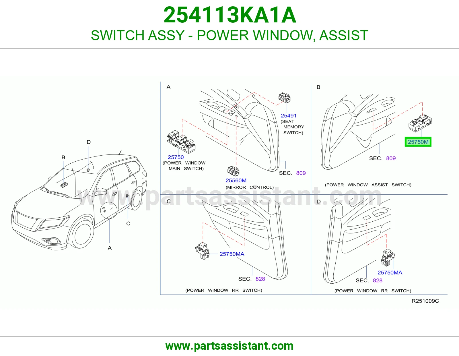 SWITCH ASSY - POWER WINDOW, ASSIST