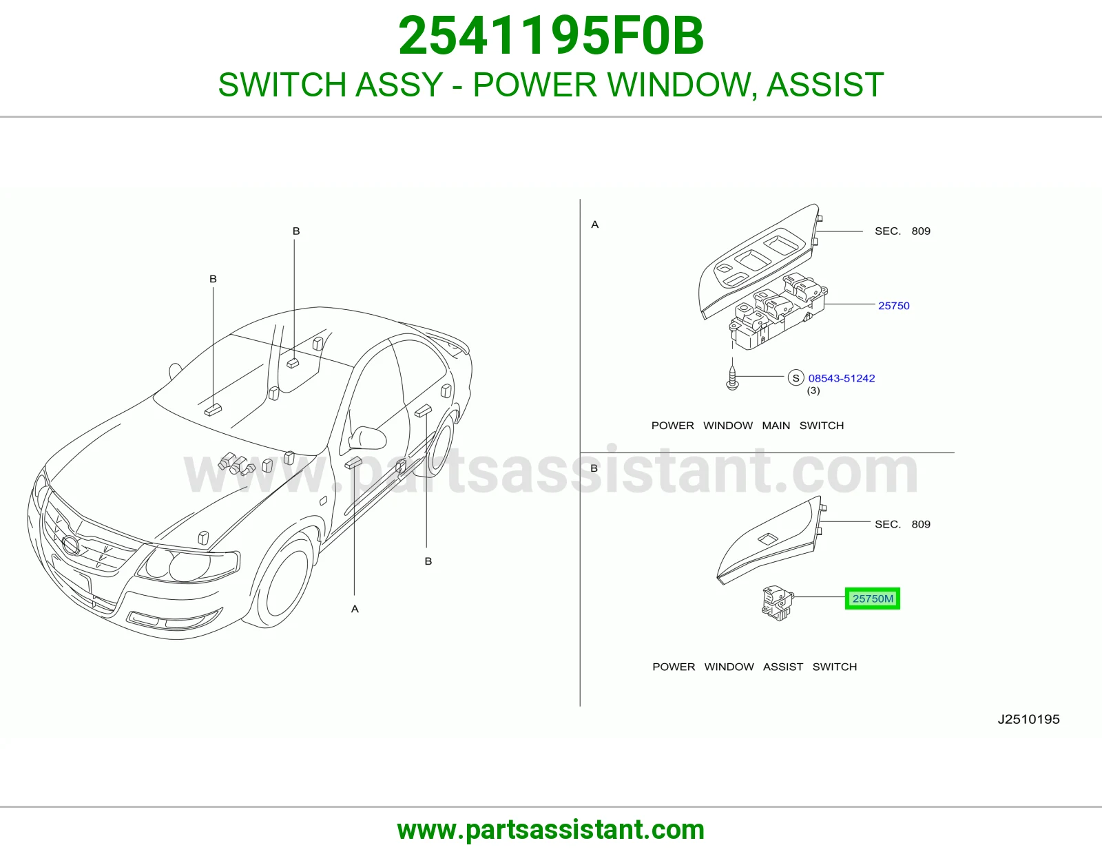 SWITCH ASSY - POWER WINDOW, ASSIST