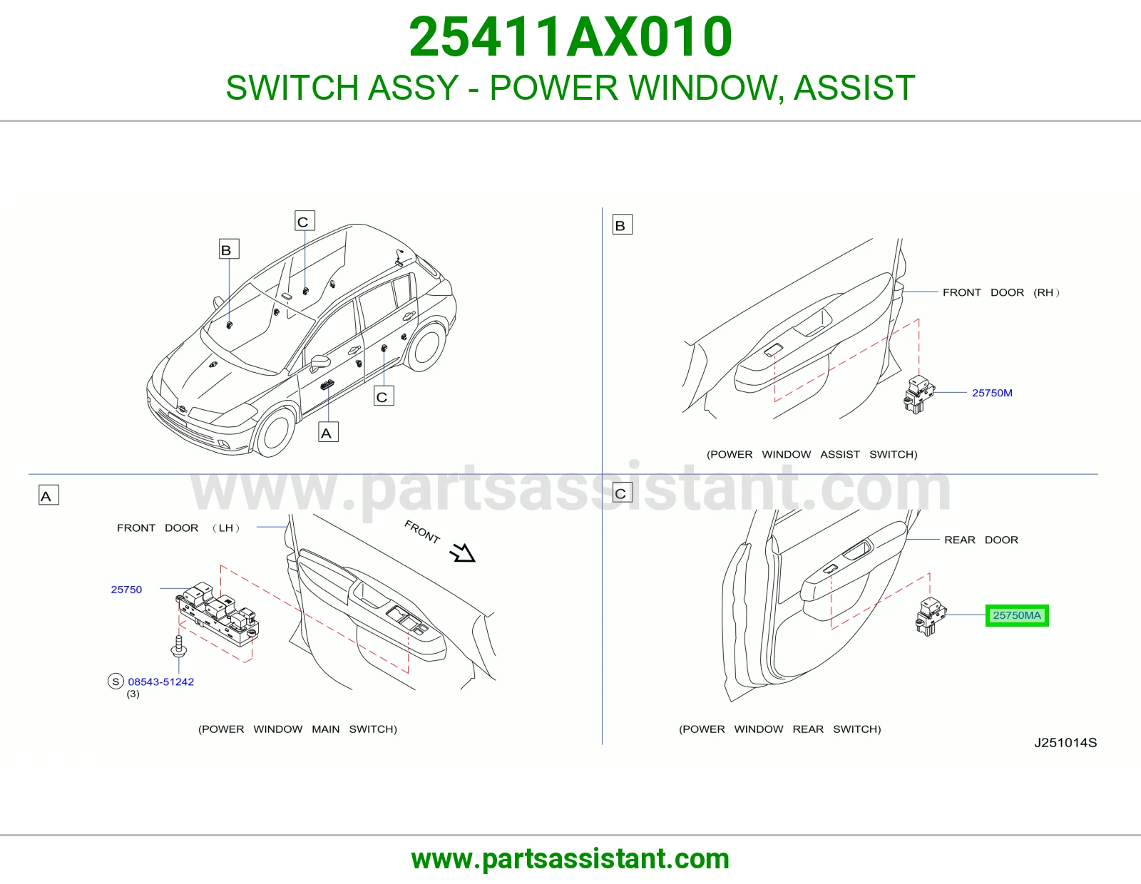SWITCH ASSY - POWER WINDOW, ASSIST