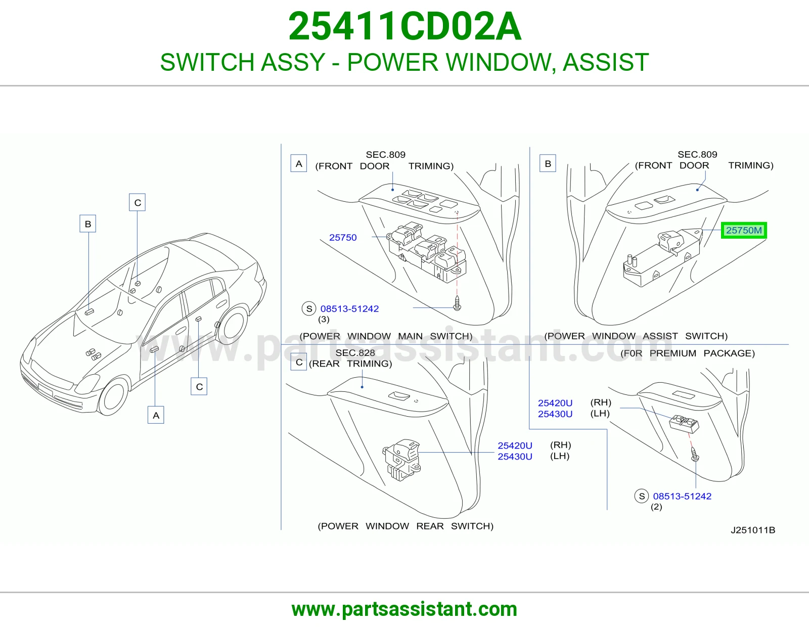 SWITCH ASSY - POWER WINDOW, ASSIST