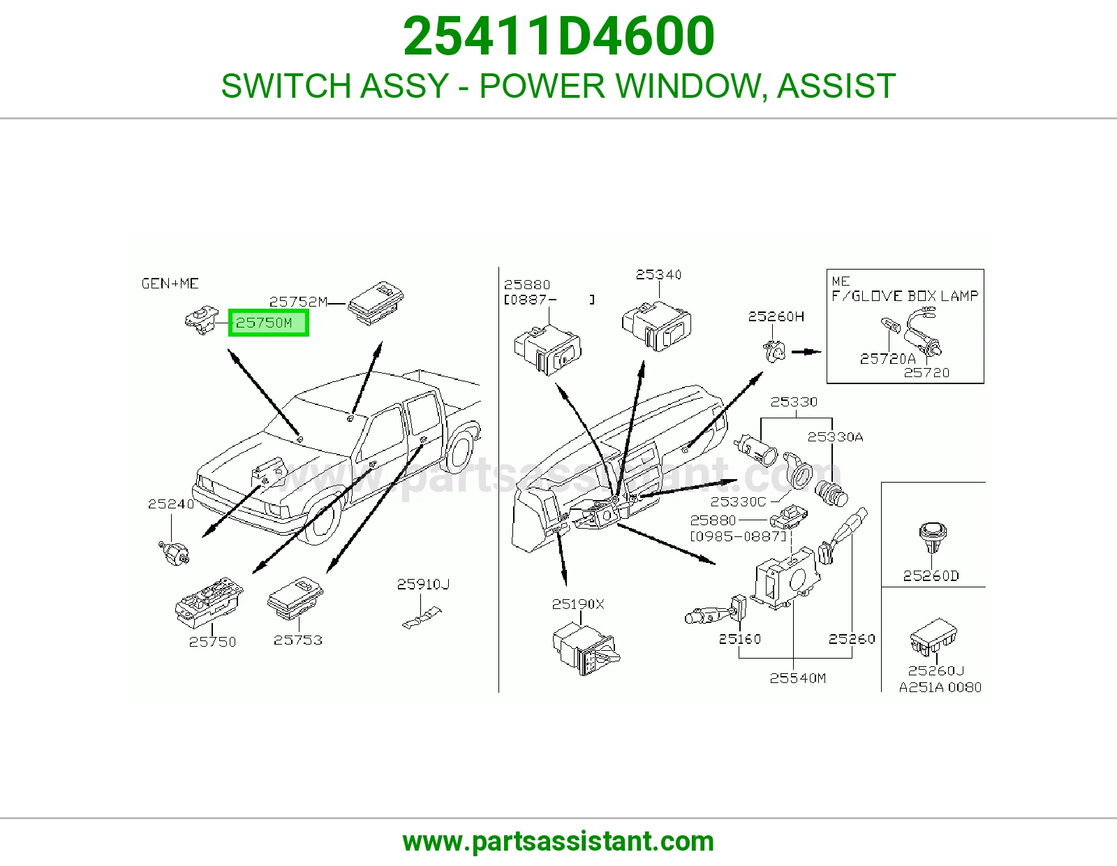 SWITCH ASSY - POWER WINDOW, ASSIST