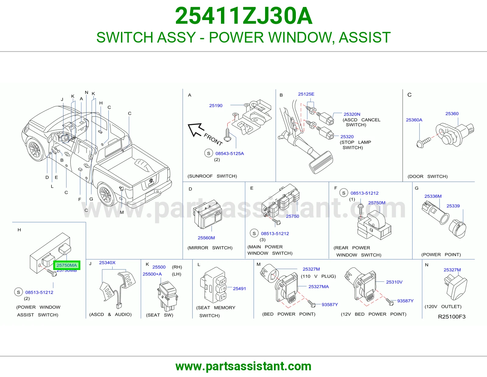 SWITCH ASSY - POWER WINDOW, ASSIST