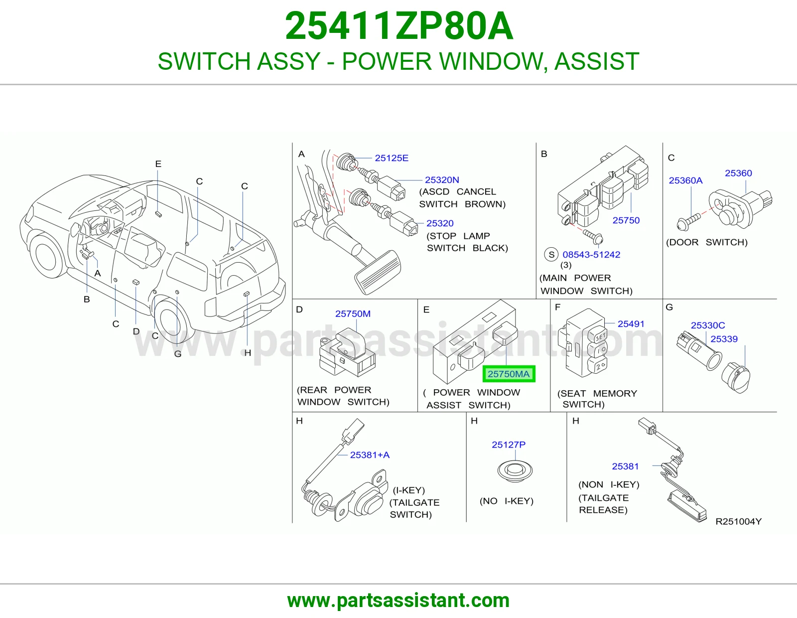 SWITCH ASSY - POWER WINDOW, ASSIST