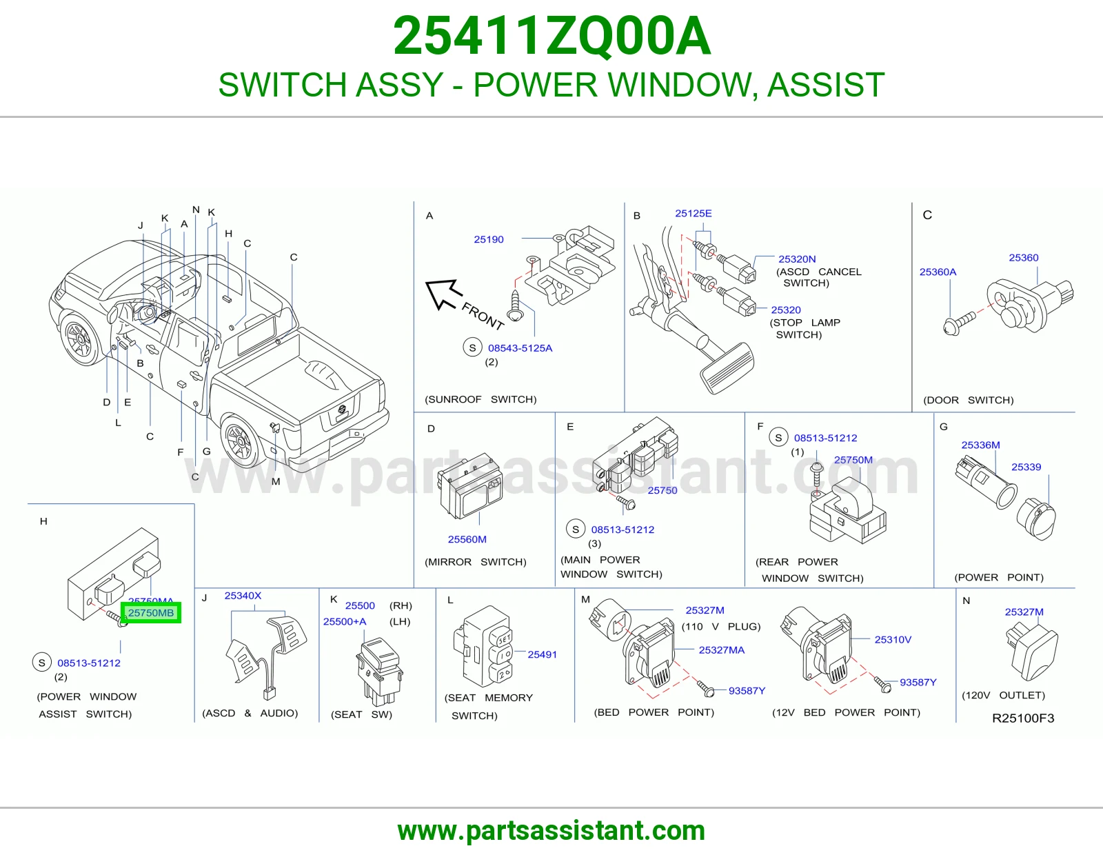 SWITCH ASSY - POWER WINDOW, ASSIST