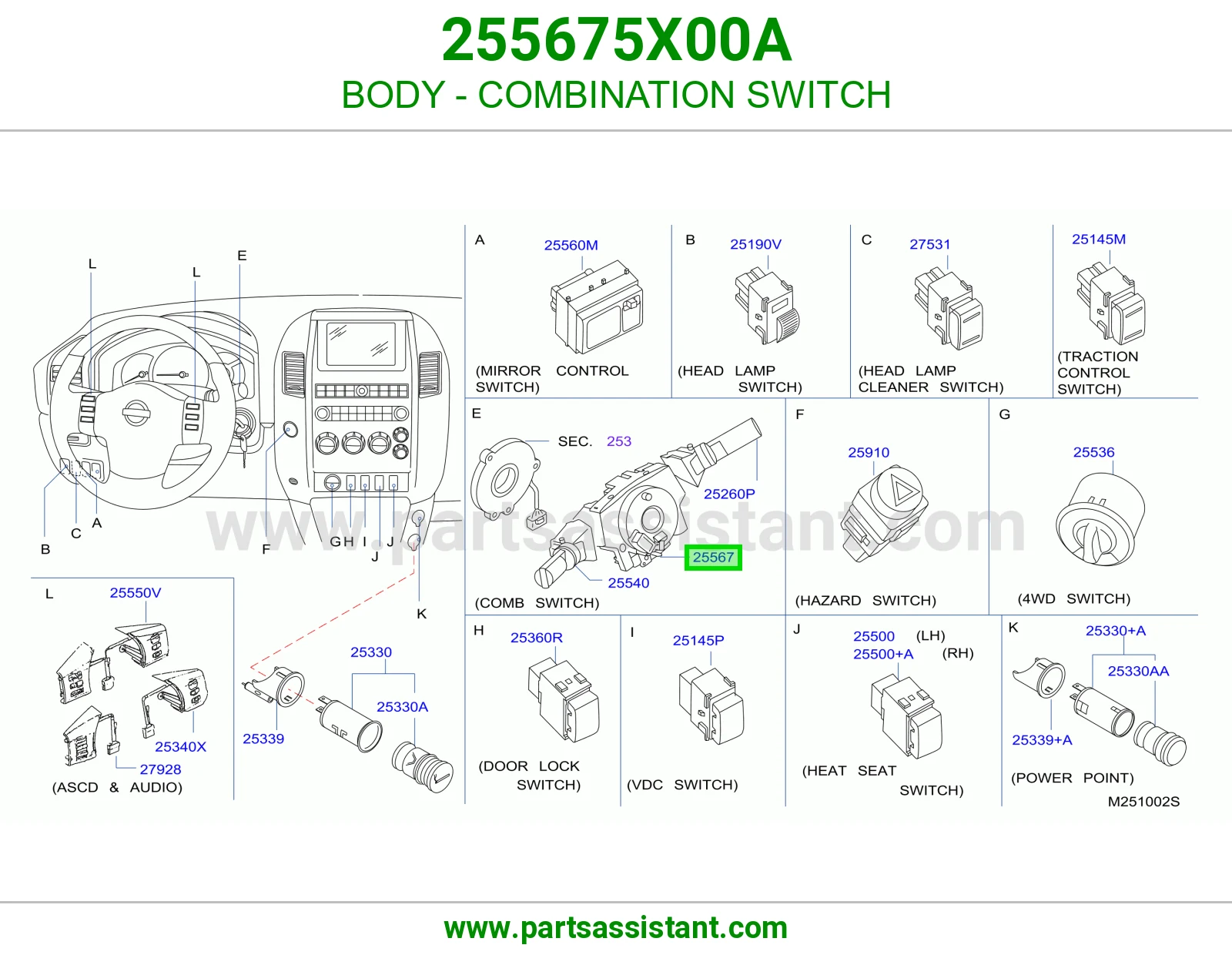 BODY - COMBINATION SWITCH