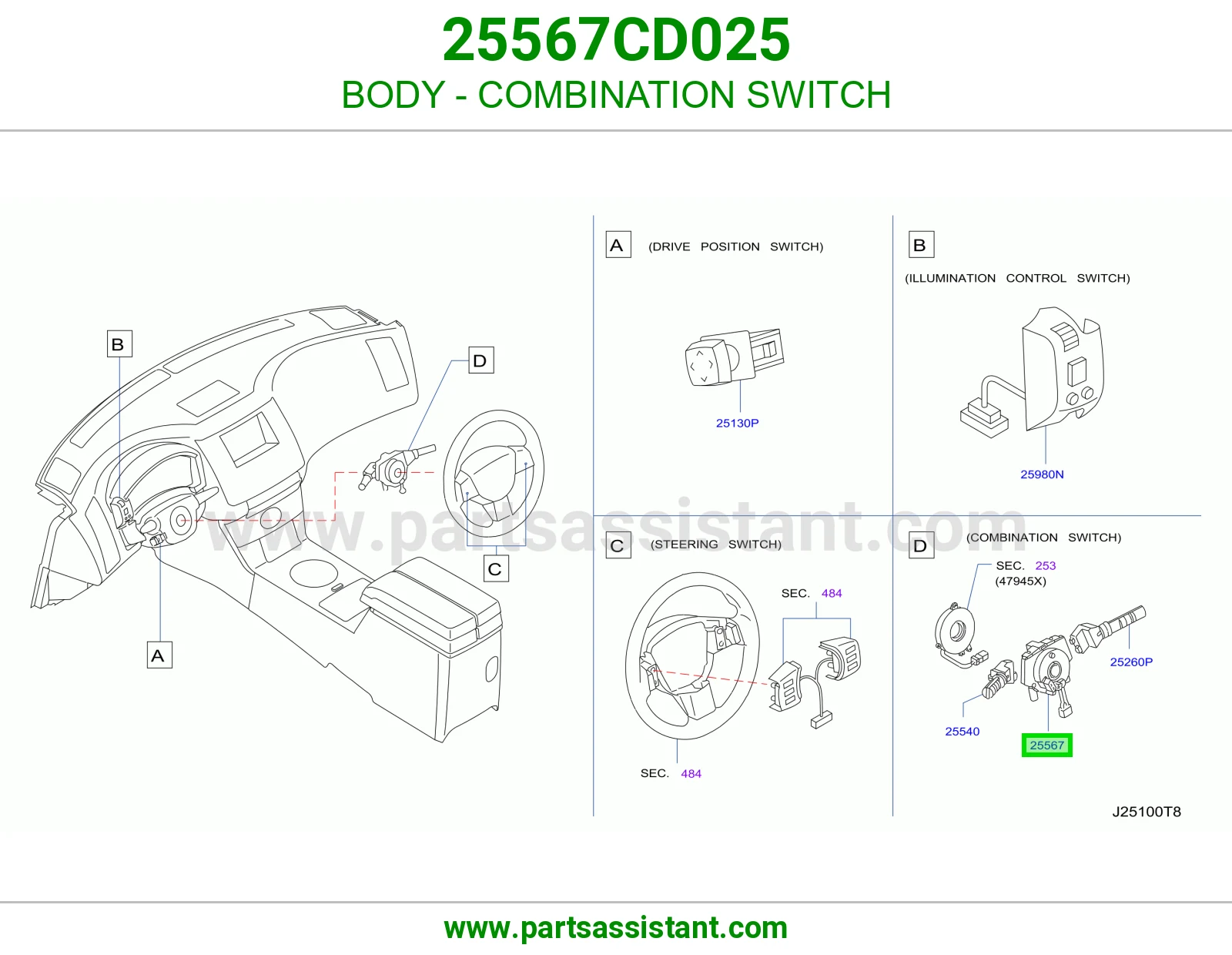 BODY - COMBINATION SWITCH