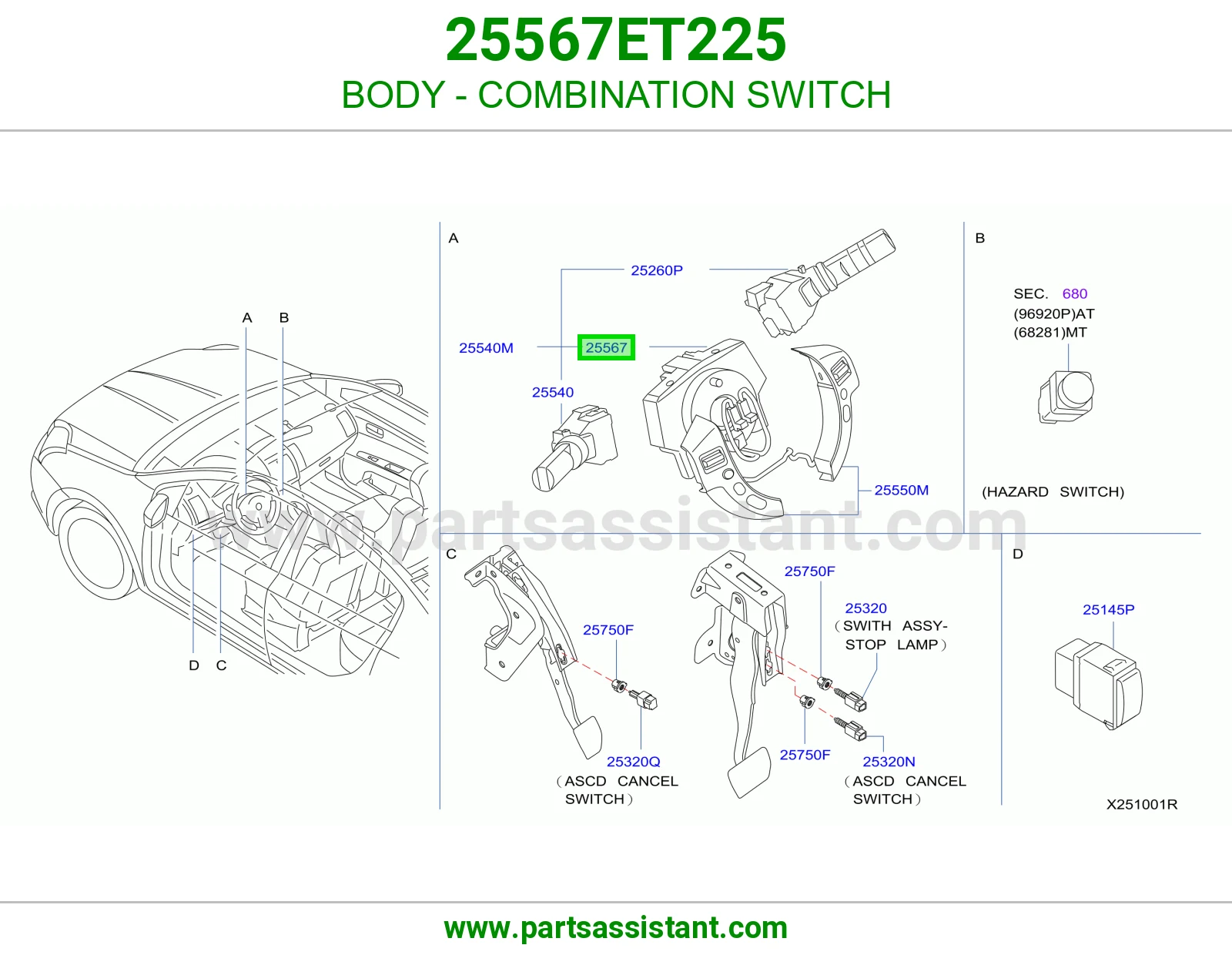 BODY - COMBINATION SWITCH