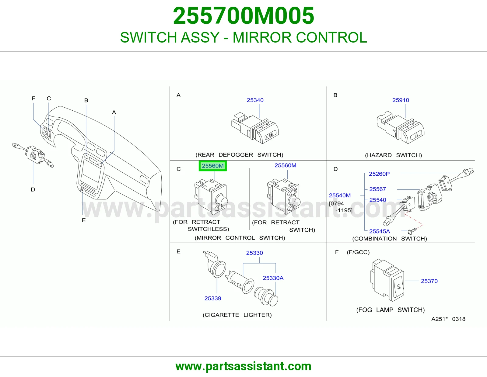 SWITCH ASSY - MIRROR CONTROL