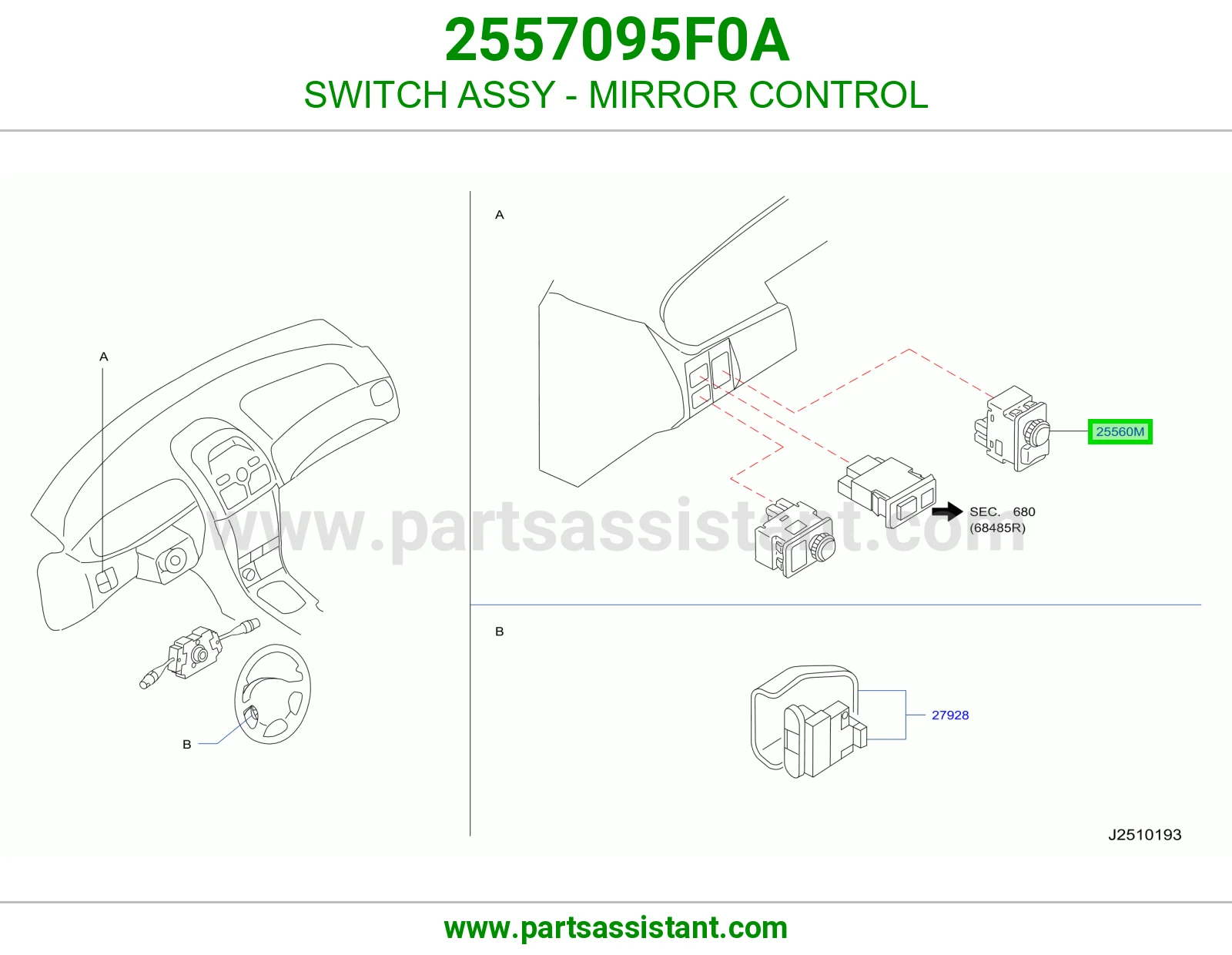 SWITCH ASSY - MIRROR CONTROL