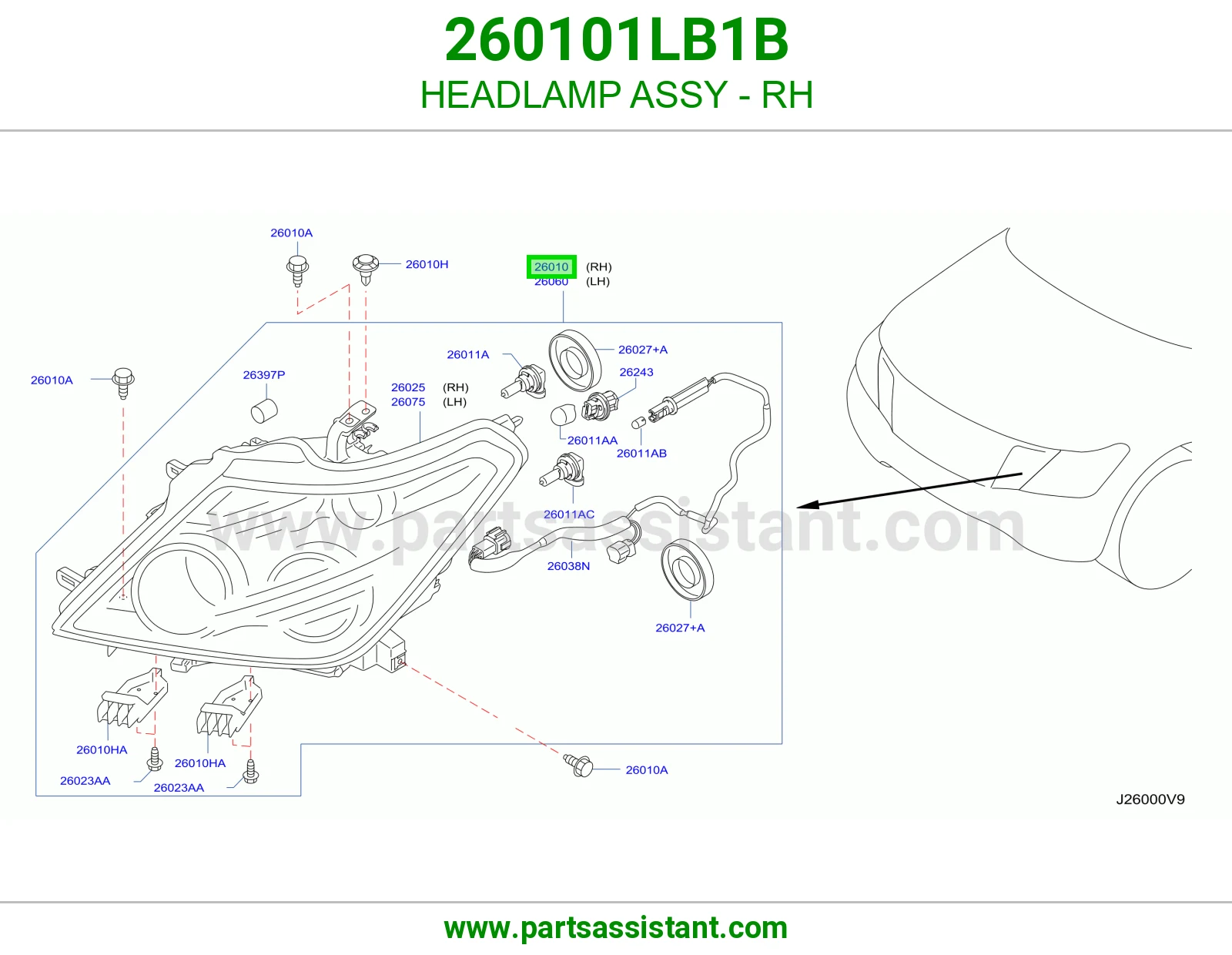 HEADLAMP ASSY - RH