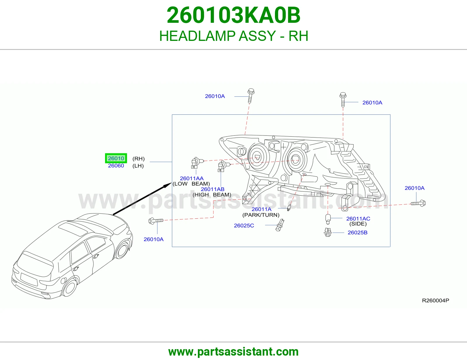 HEADLAMP ASSY - RH