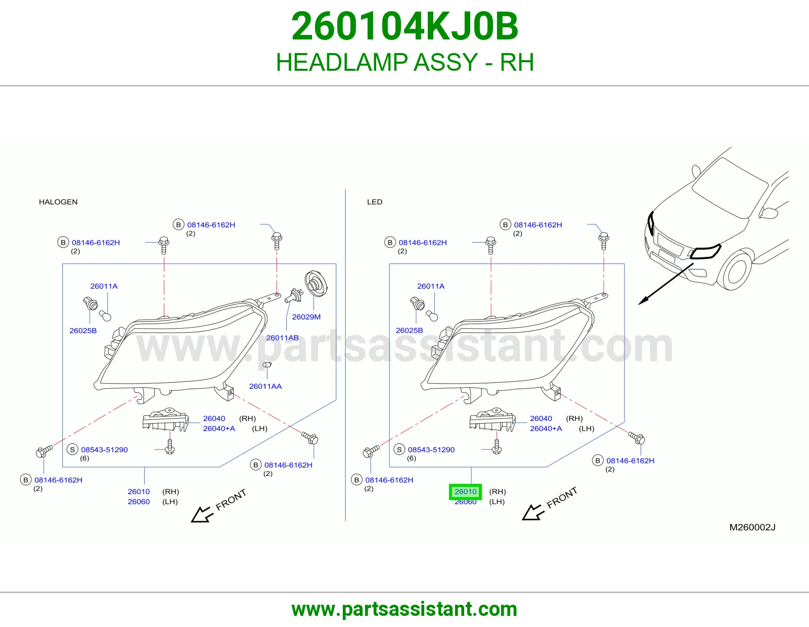 HEADLAMP ASSY - RH