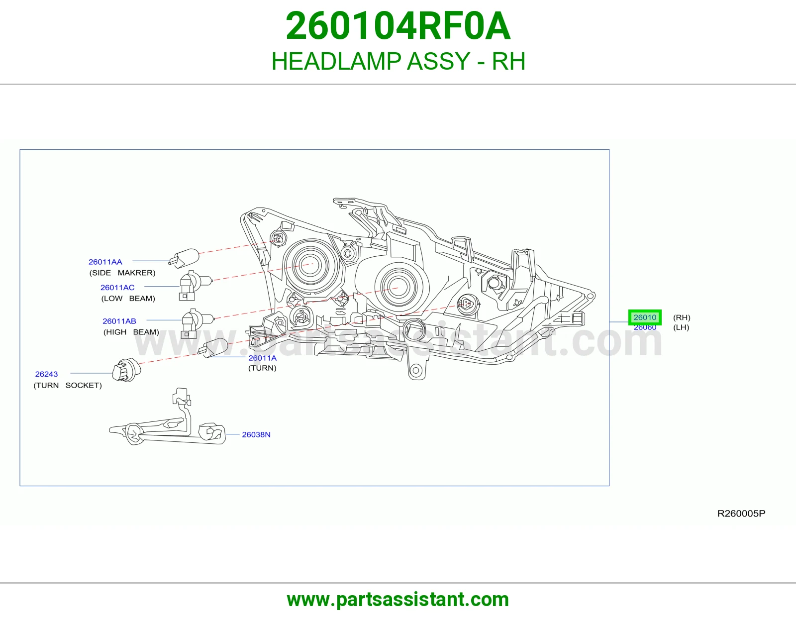 HEADLAMP ASSY - RH