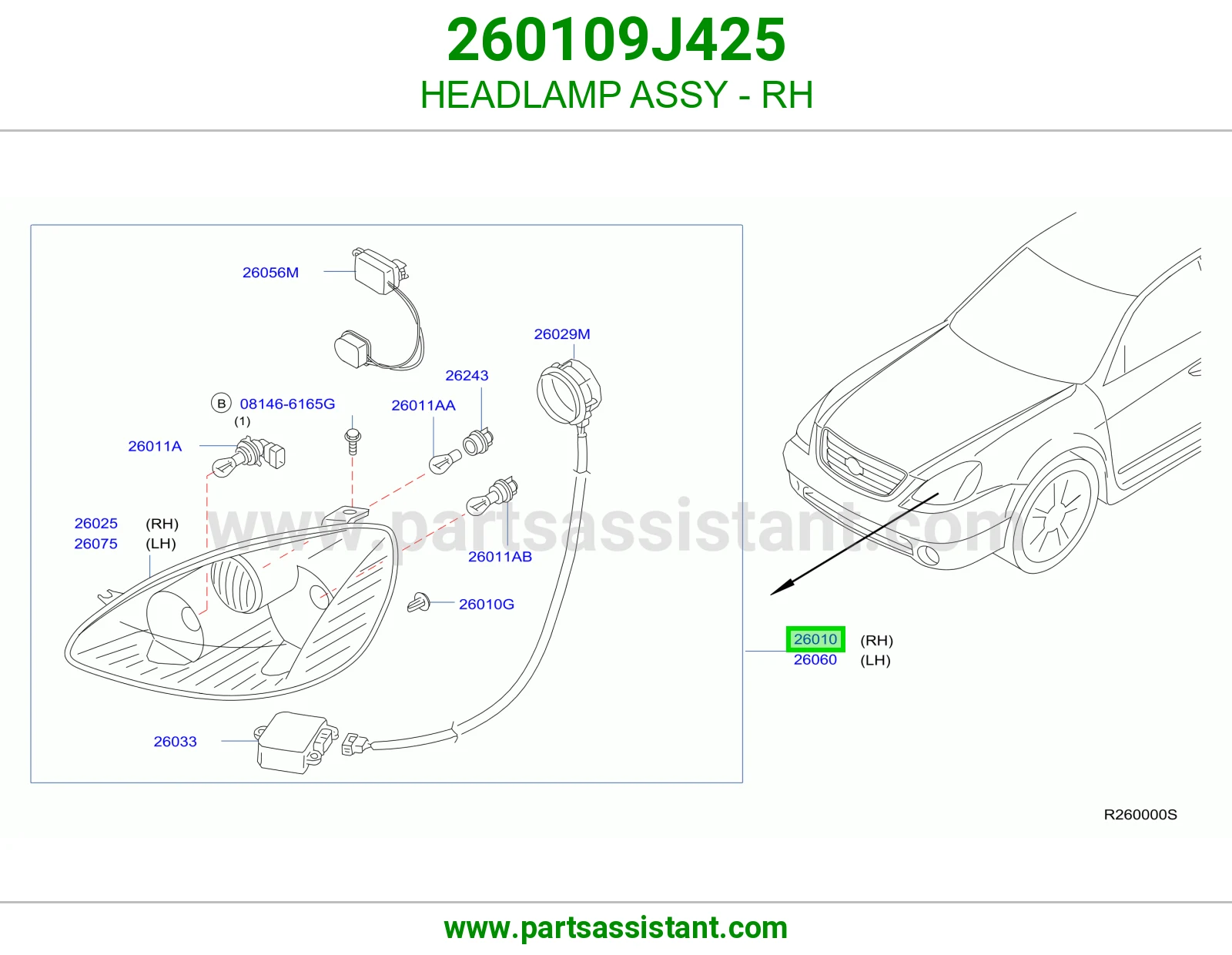 HEADLAMP ASSY - RH