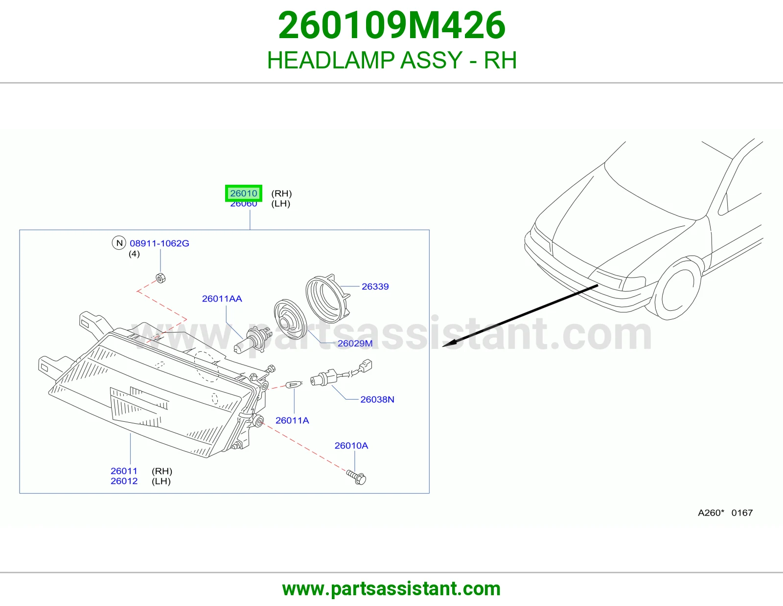 HEADLAMP ASSY - RH