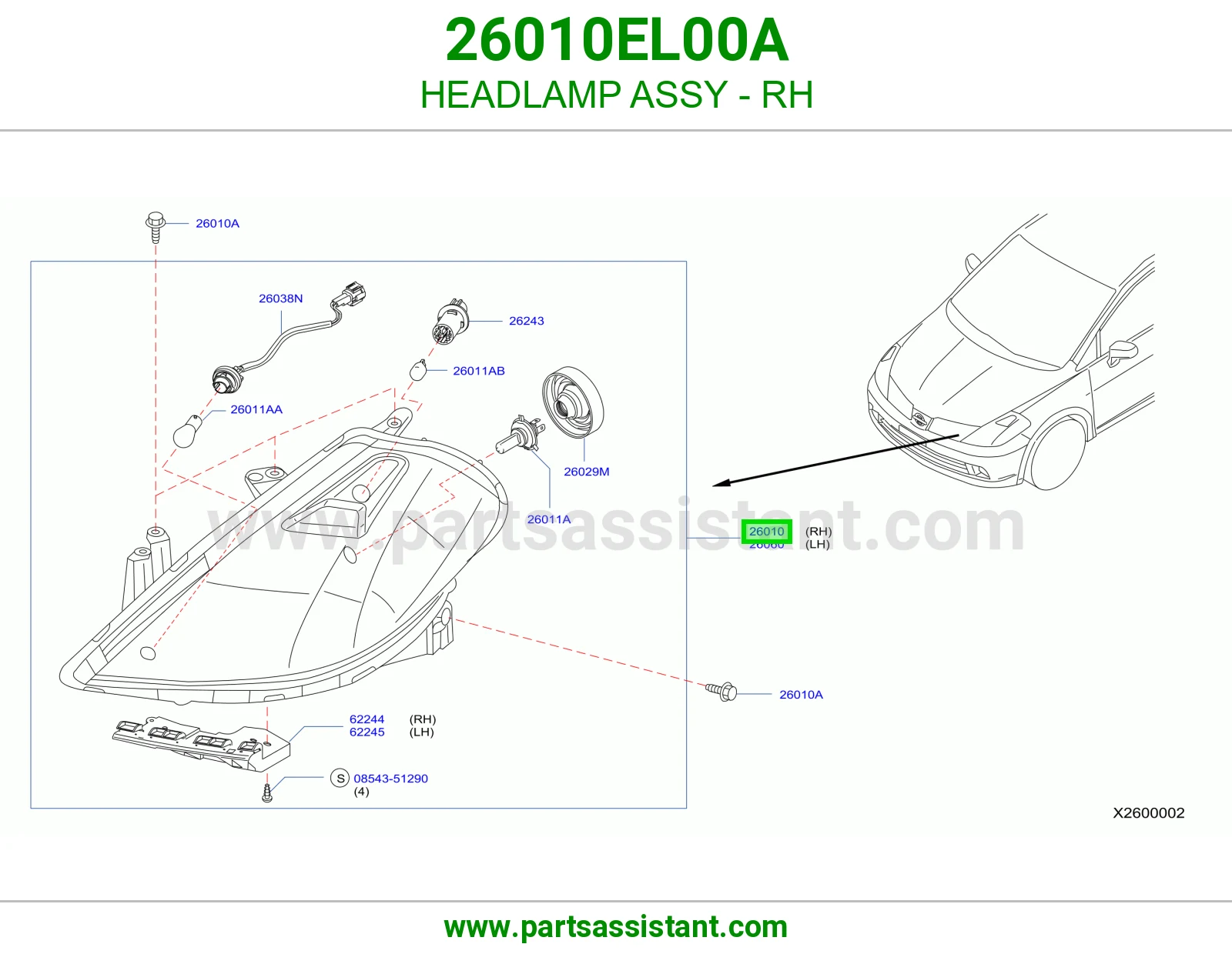 HEADLAMP ASSY - RH