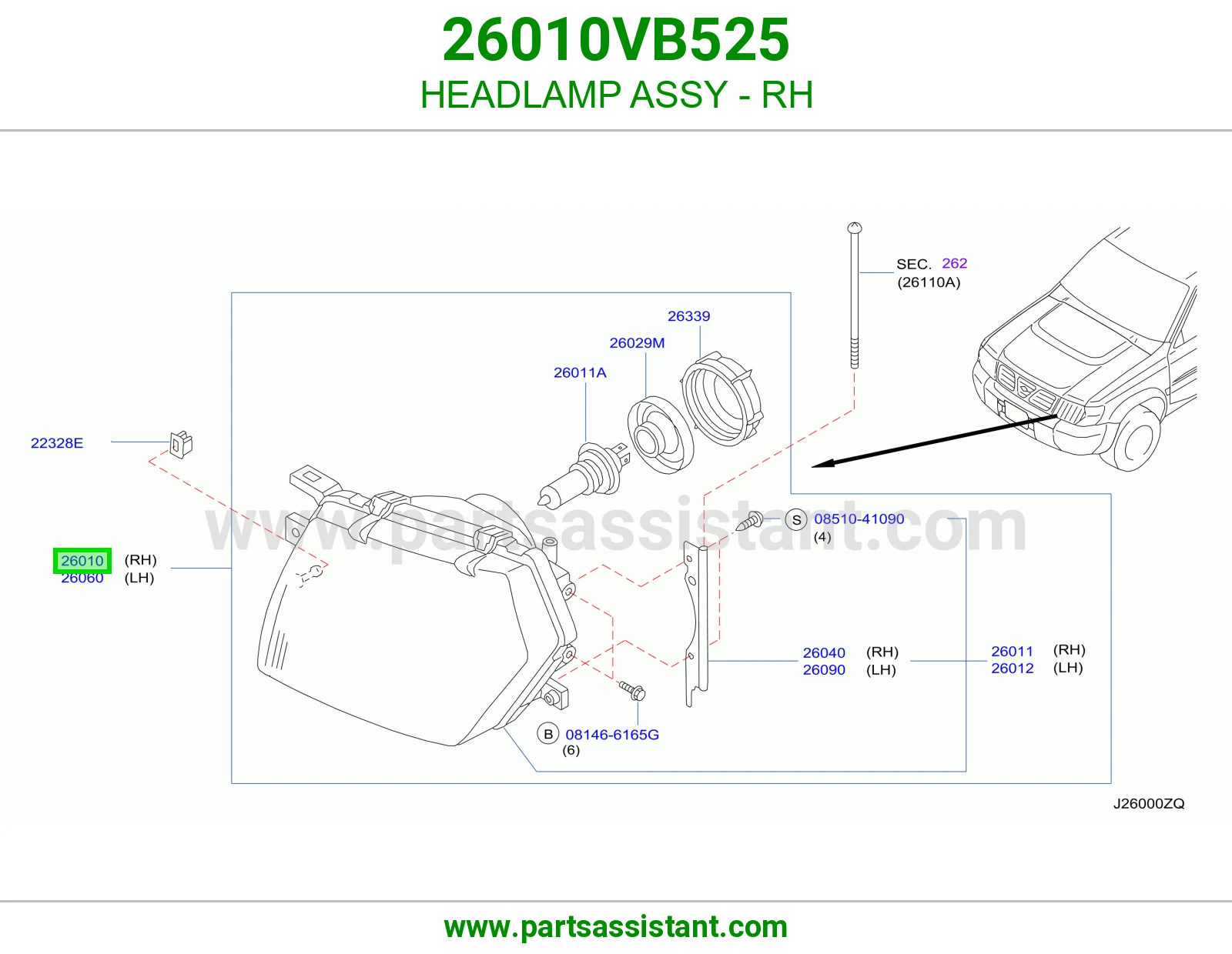 HEADLAMP ASSY - RH