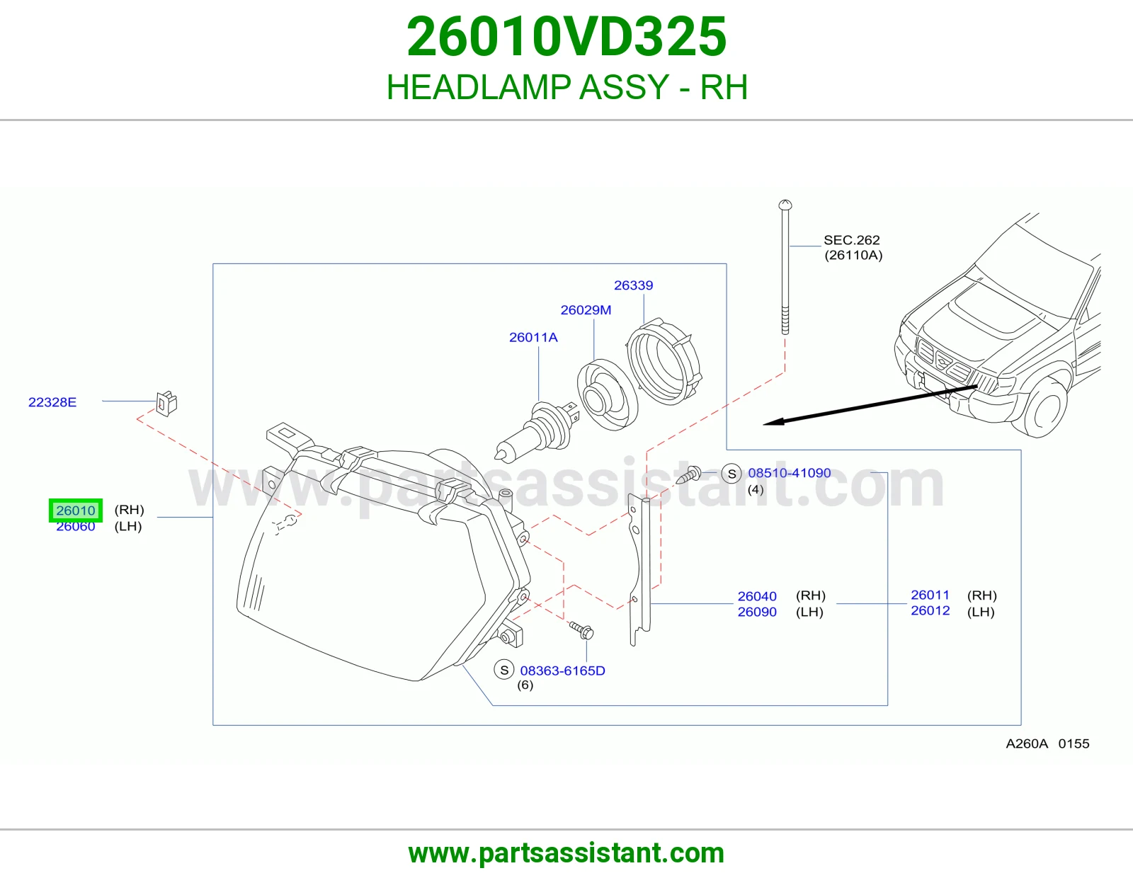 HEADLAMP ASSY - RH