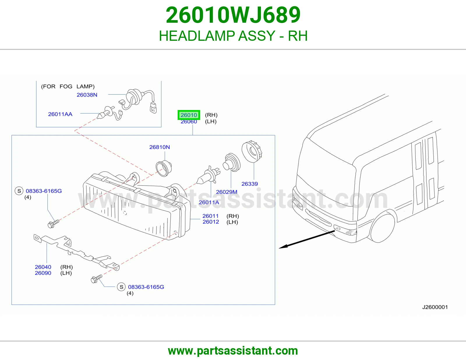 HEADLAMP ASSY - RH