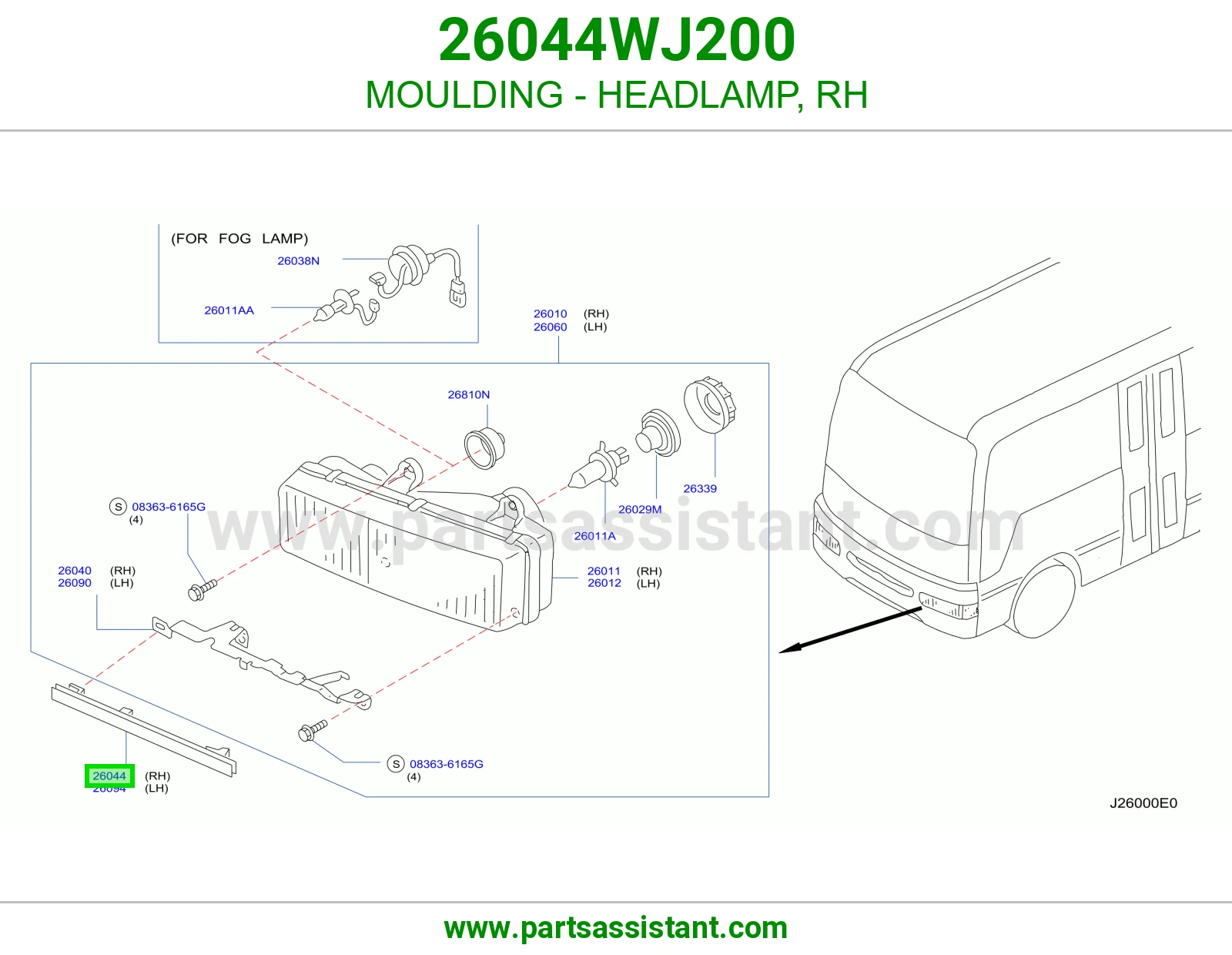 MOULDING - HEADLAMP, RH