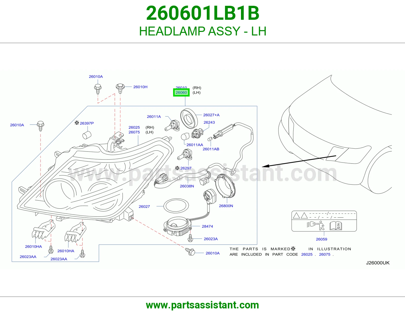 HEADLAMP ASSY - LH
