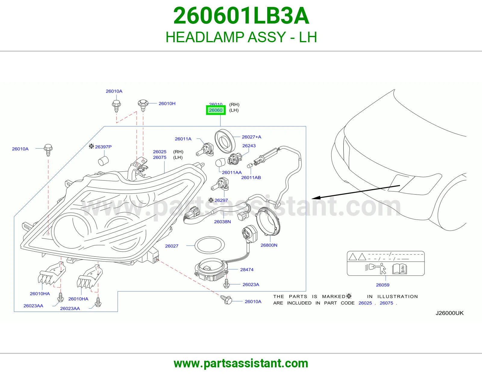 HEADLAMP ASSY - LH